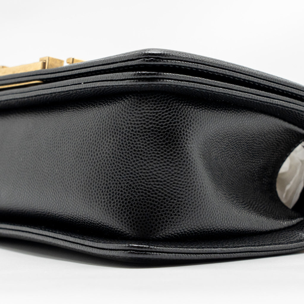 CHANEL SMALL BOY BAG CAVIAR BLACK GHW (MICROCHIP)