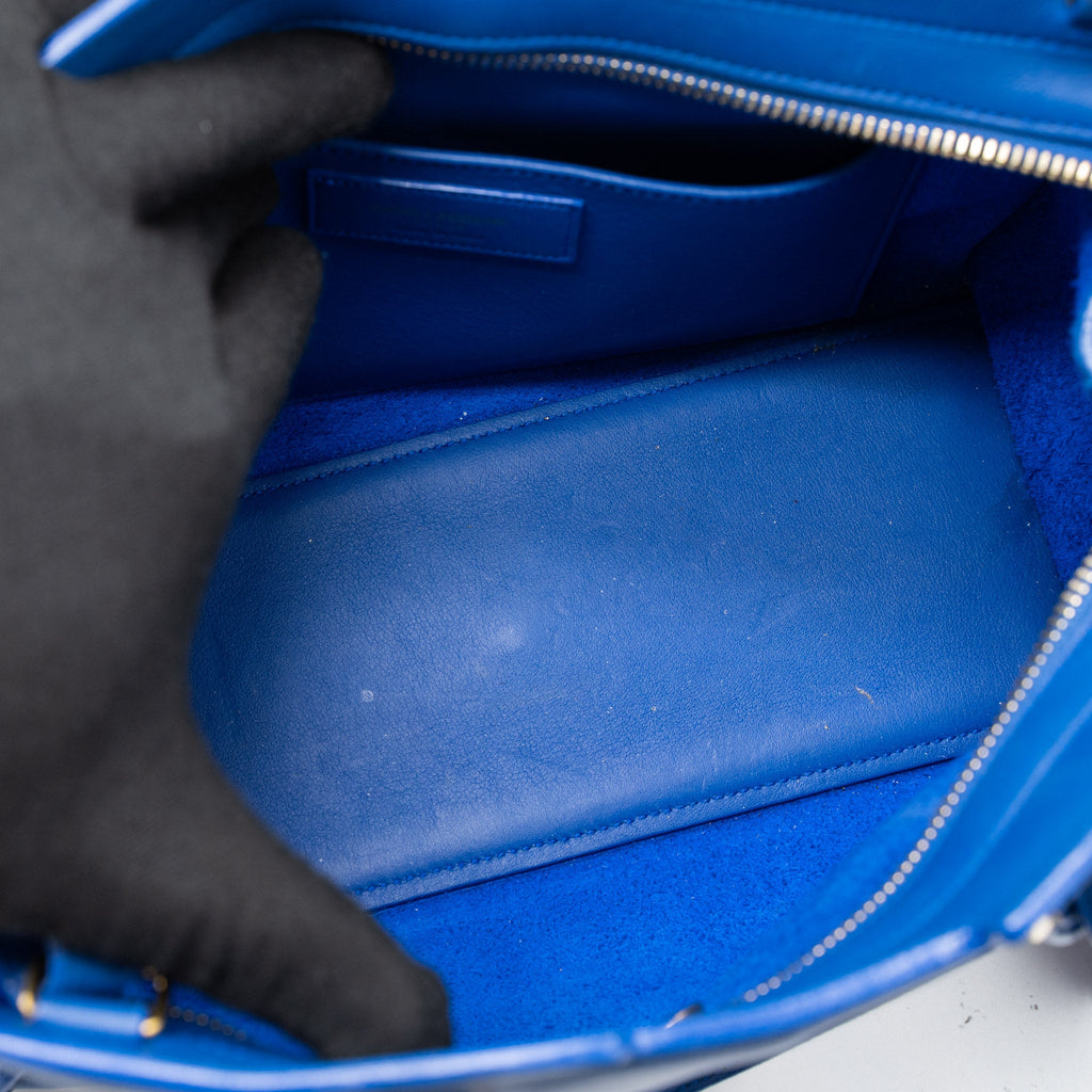 SAINT LAURENT CABAS TOTE BAG CALFSKIN BLUE GHW