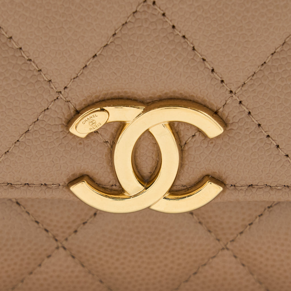 CHANEL MINI FLAP BAG CAVIAR BEIGE GHW (MICROCHIP)
