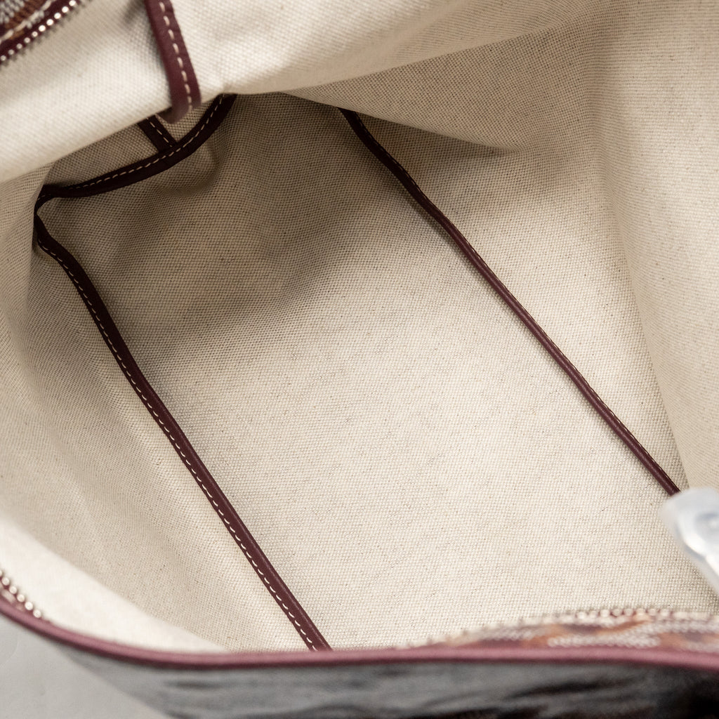 GOYARD BOHEME HOBO PM BAG GOYARDINE CANVAS/CALFSKIN BURGUNDY SHW