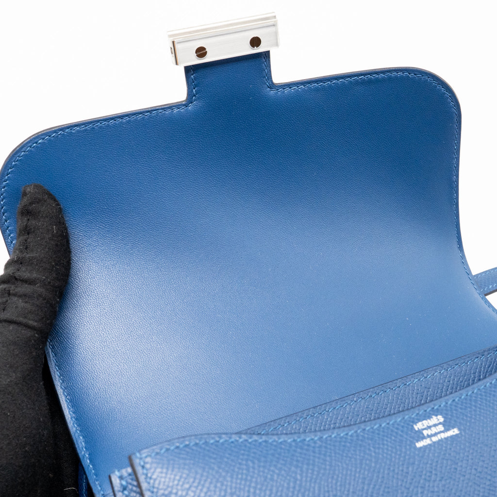 HERMES MINI CONSTANCE EPSOM P5 BLEU TIE SHW
