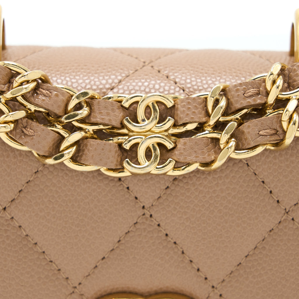 CHANEL MINI FLAP BAG CAVIAR BEIGE GHW (MICROCHIP)
