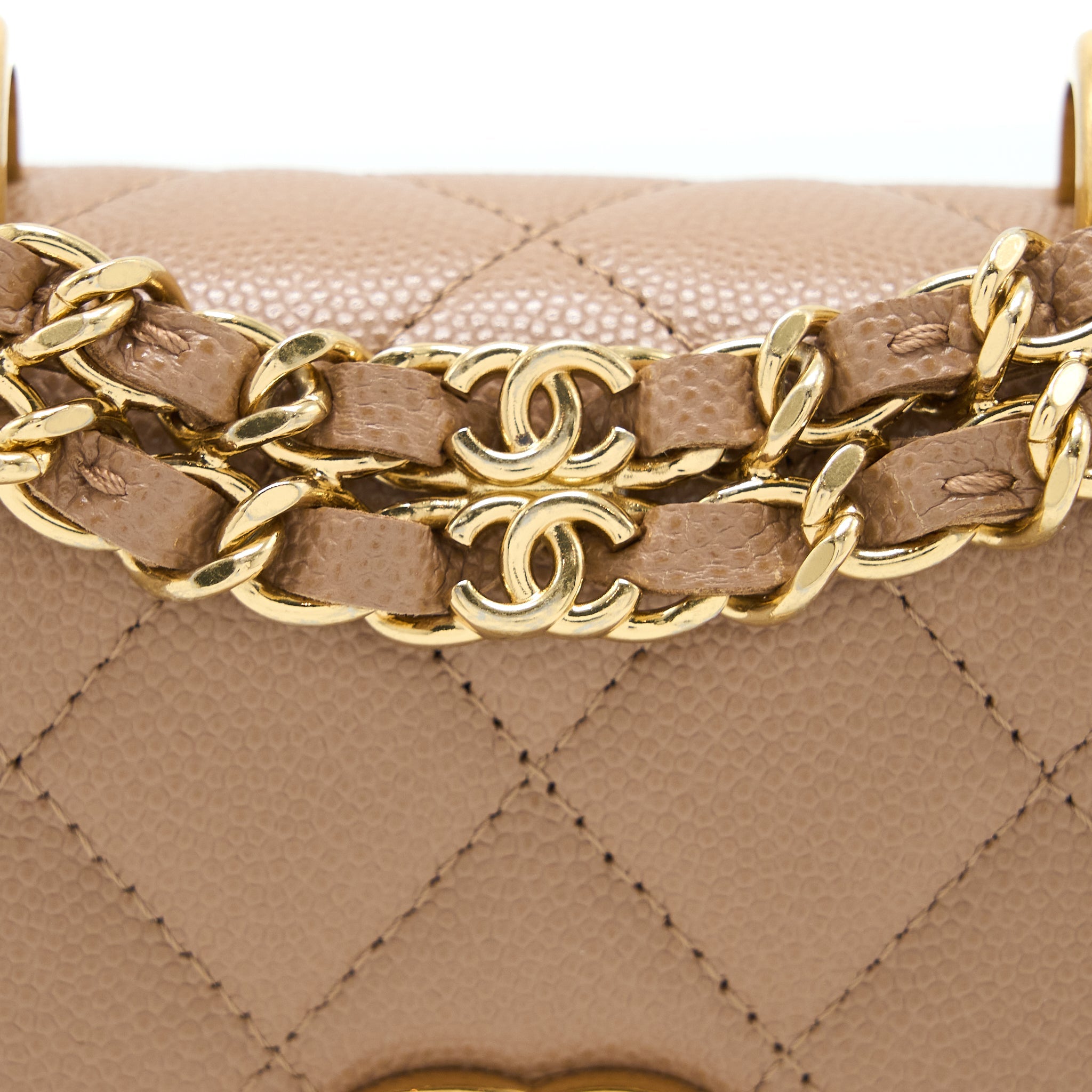 CHANEL MINI FLAP BAG CAVIAR BEIGE GHW (MICROCHIP)