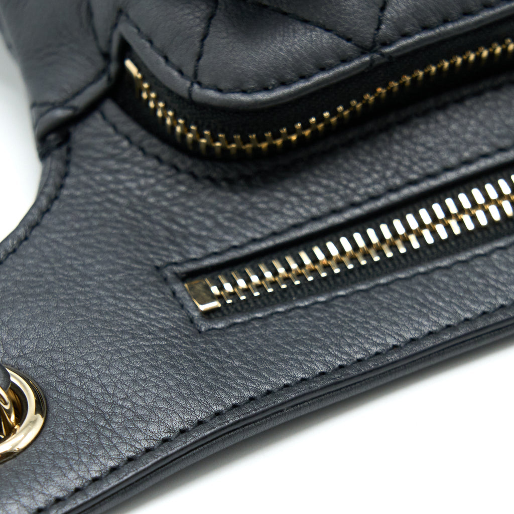 CHANEL QUILTED WAIST BAG CALFSKIN BLACK LGHW
