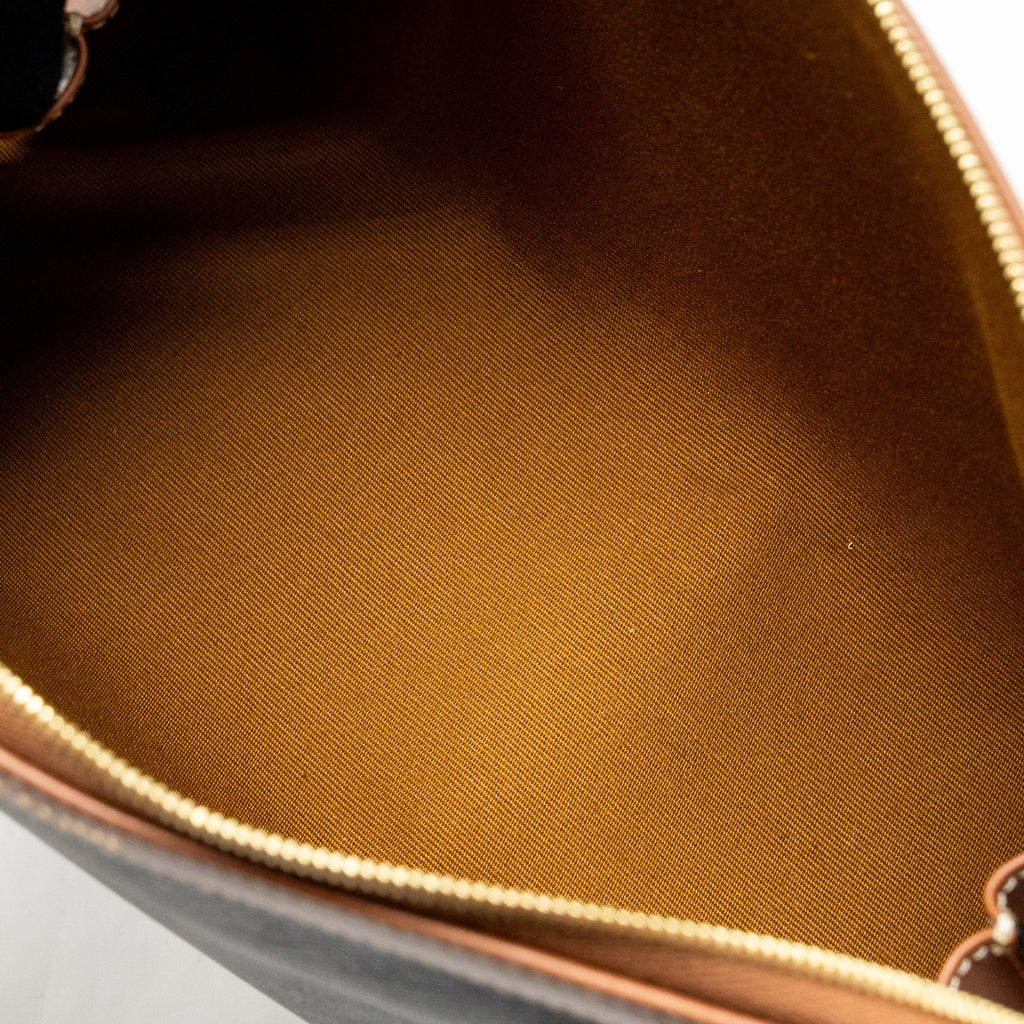 CELINE LARGE COSMETIC POUCH TRIOMPHE CANVAS/CALFSKIN TAN GHW