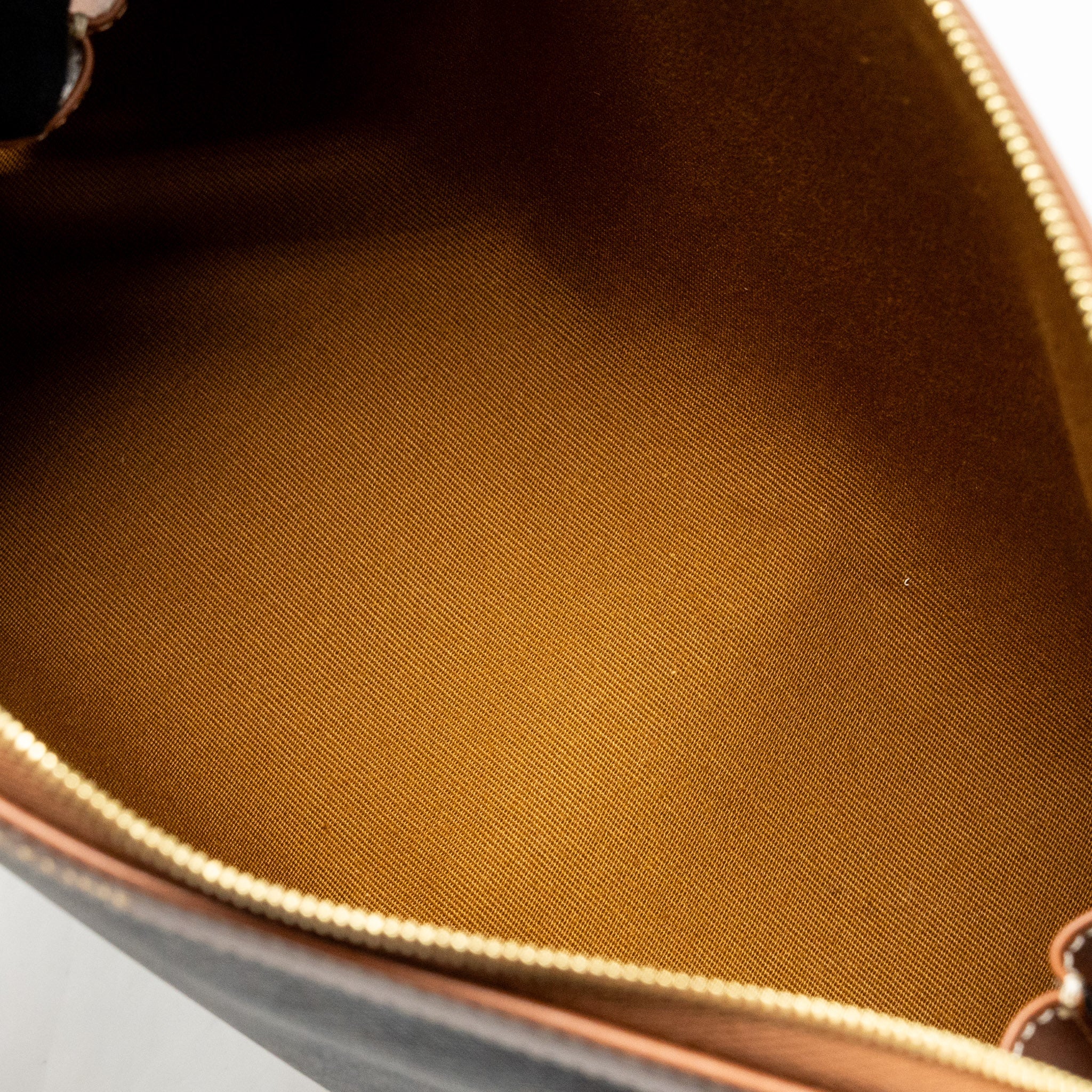 CELINE LARGE COSMETIC POUCH TRIOMPHE CANVAS/CALFSKIN TAN GHW