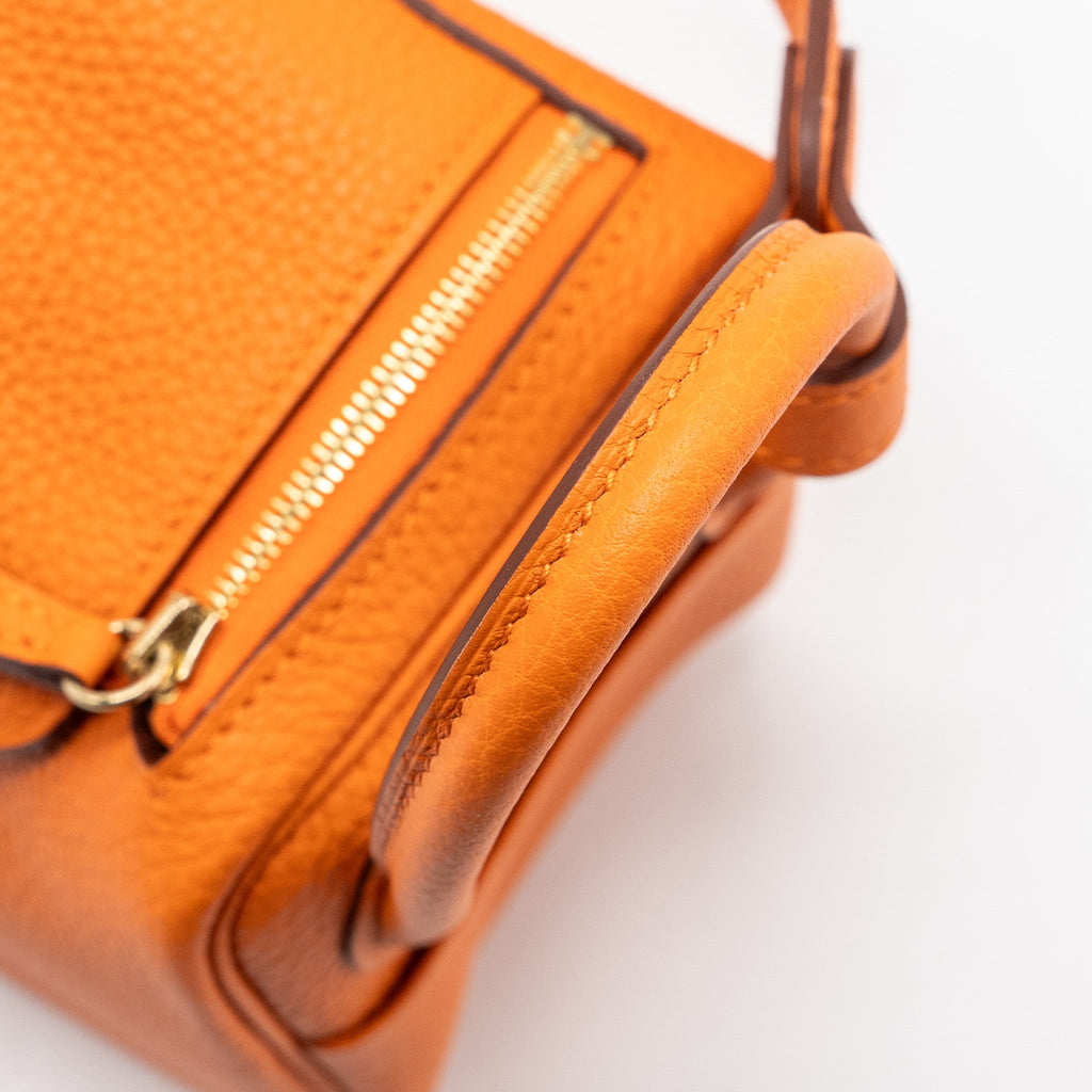 HERMES MINI LINDY CLEMENCE ORANGE GHW