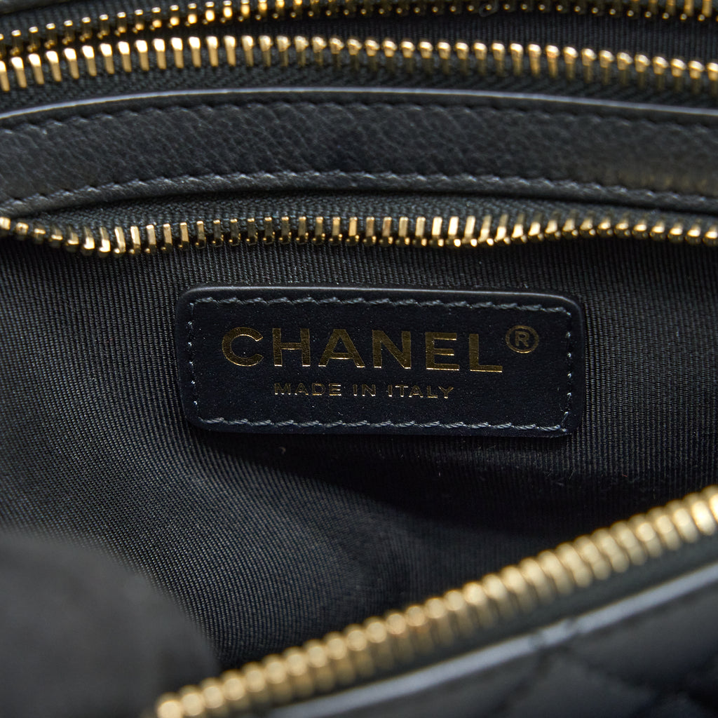CHANEL QUILTED WAIST BAG CALFSKIN BLACK LGHW