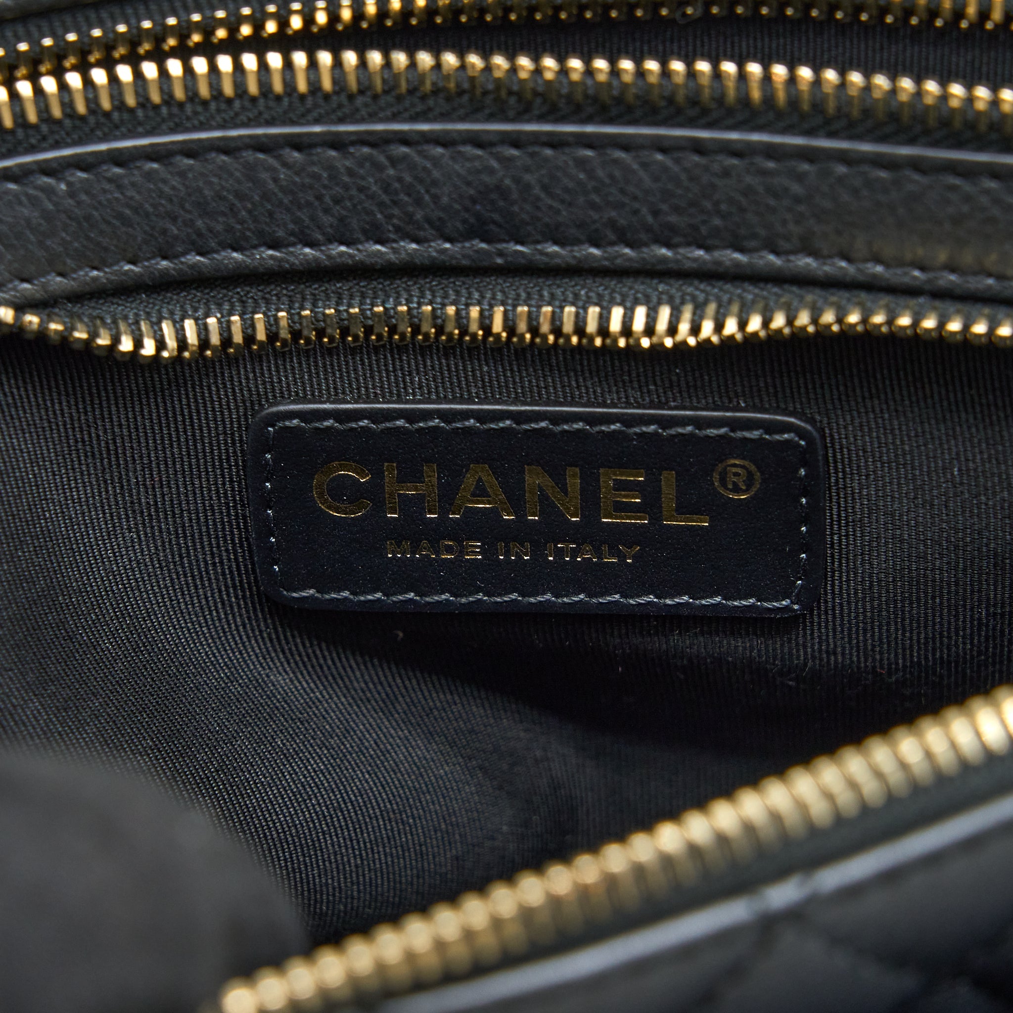 CHANEL QUILTED WAIST BAG CALFSKIN BLACK LGHW