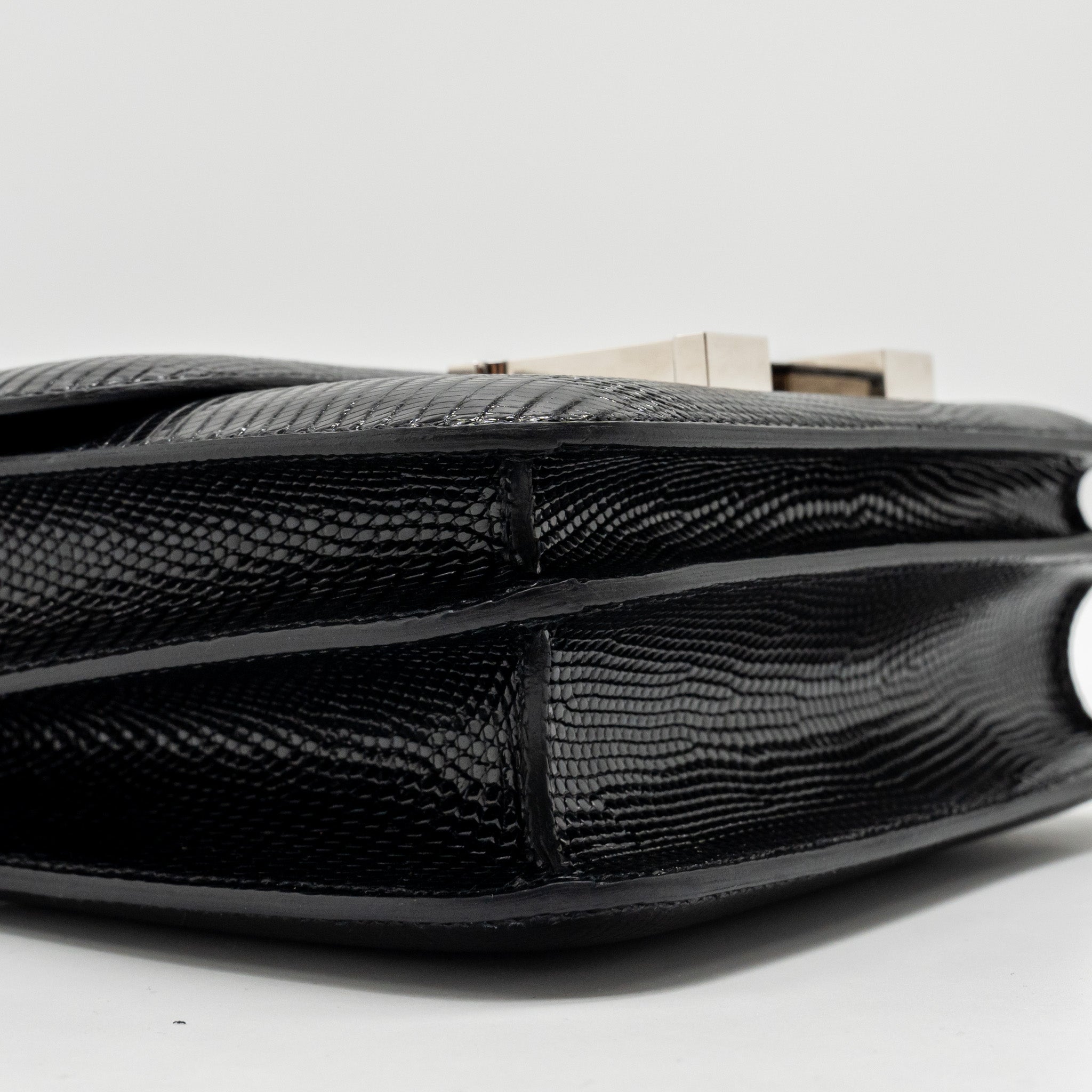 HERMES MINI CONSTANCE LIZARD VARANUS SALVATOR BLACK SHW