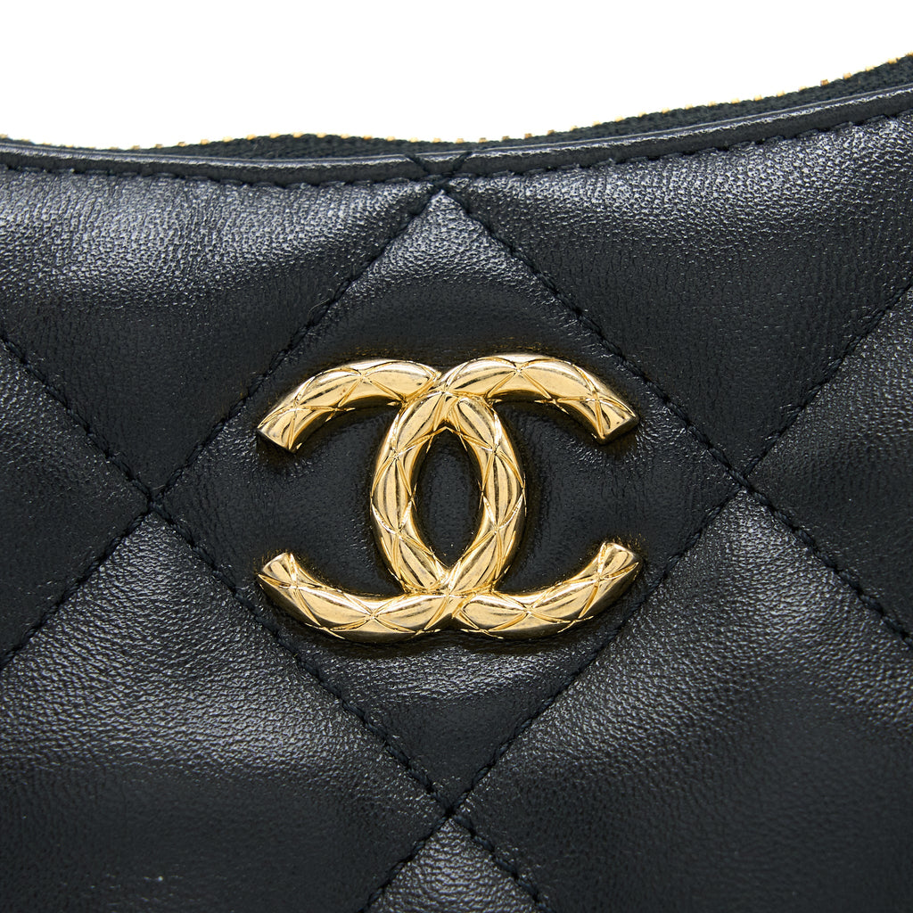 CHANEL 22B HOBO BAG LAMBSKIN BLACK GHW (MICROCHIP)