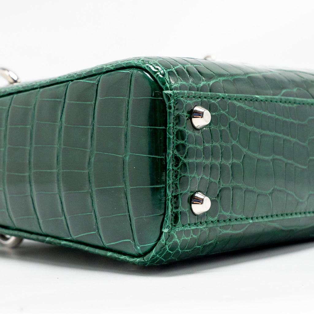 DIOR MINI LADY DIOR CROCODILE GREEN SHW