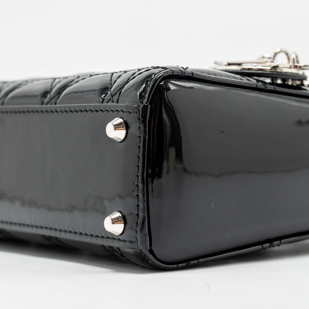 DIOR MINI LADY DIOR PATENT BLACK SHW