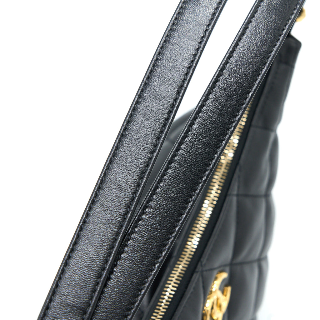 CHANEL 22B HOBO BAG LAMBSKIN BLACK GHW (MICROCHIP)