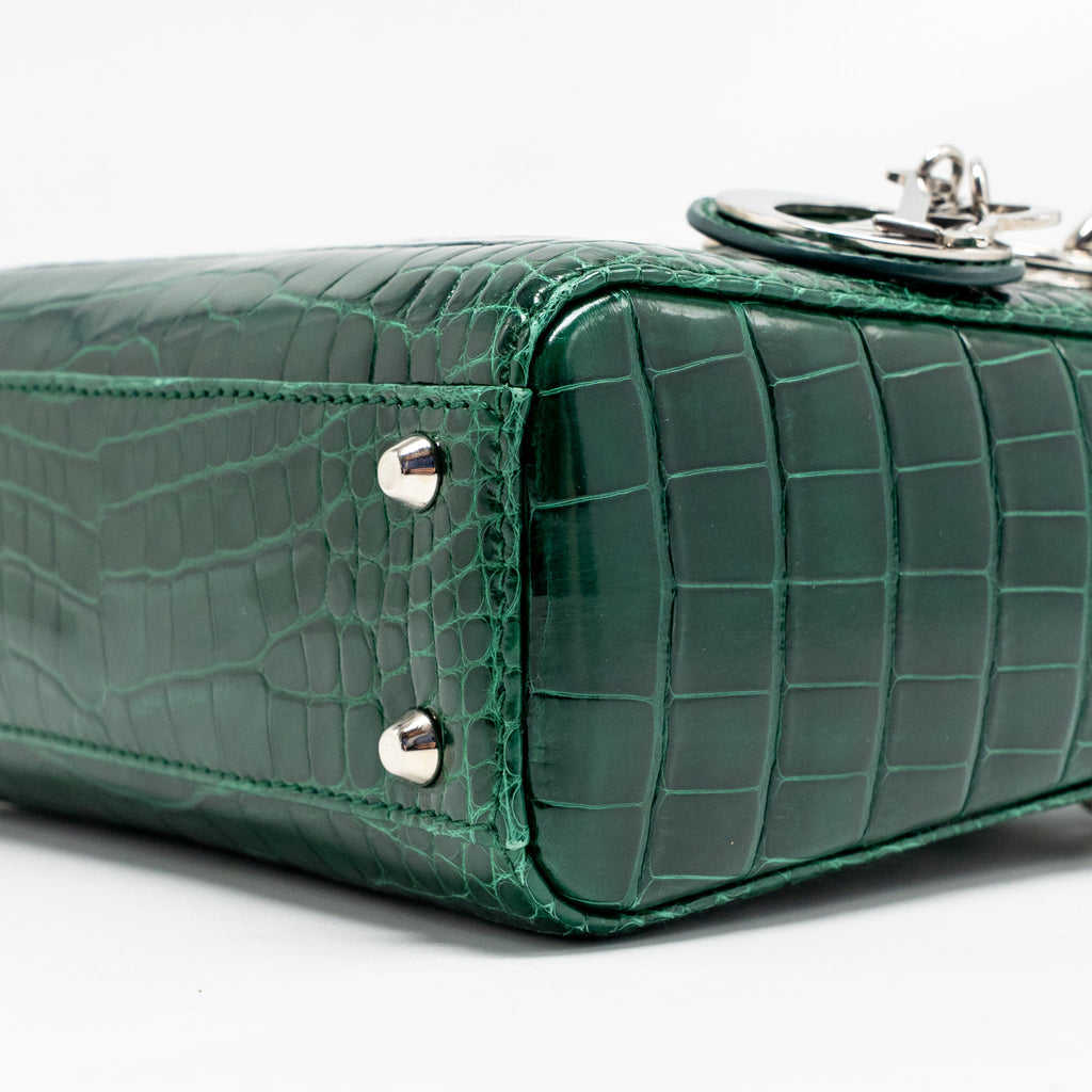 DIOR MINI LADY DIOR CROCODILE GREEN SHW