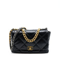 CHANEL MAXI 19 BAG GOATSKIN BLACK MULTICOLOUR HARDWARE