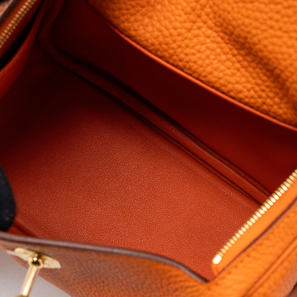 HERMES MINI LINDY CLEMENCE ORANGE GHW