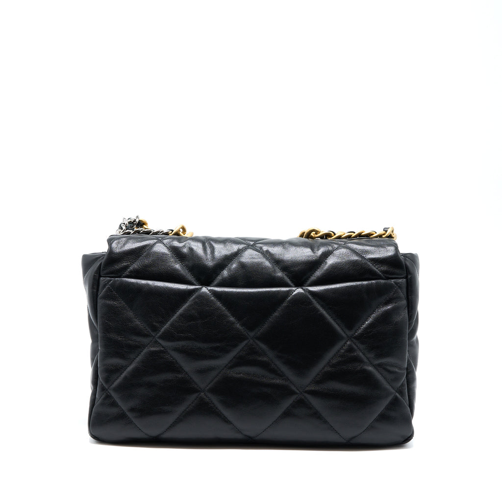 CHANEL MAXI 19 BAG GOATSKIN BLACK MULTICOLOUR HARDWARE