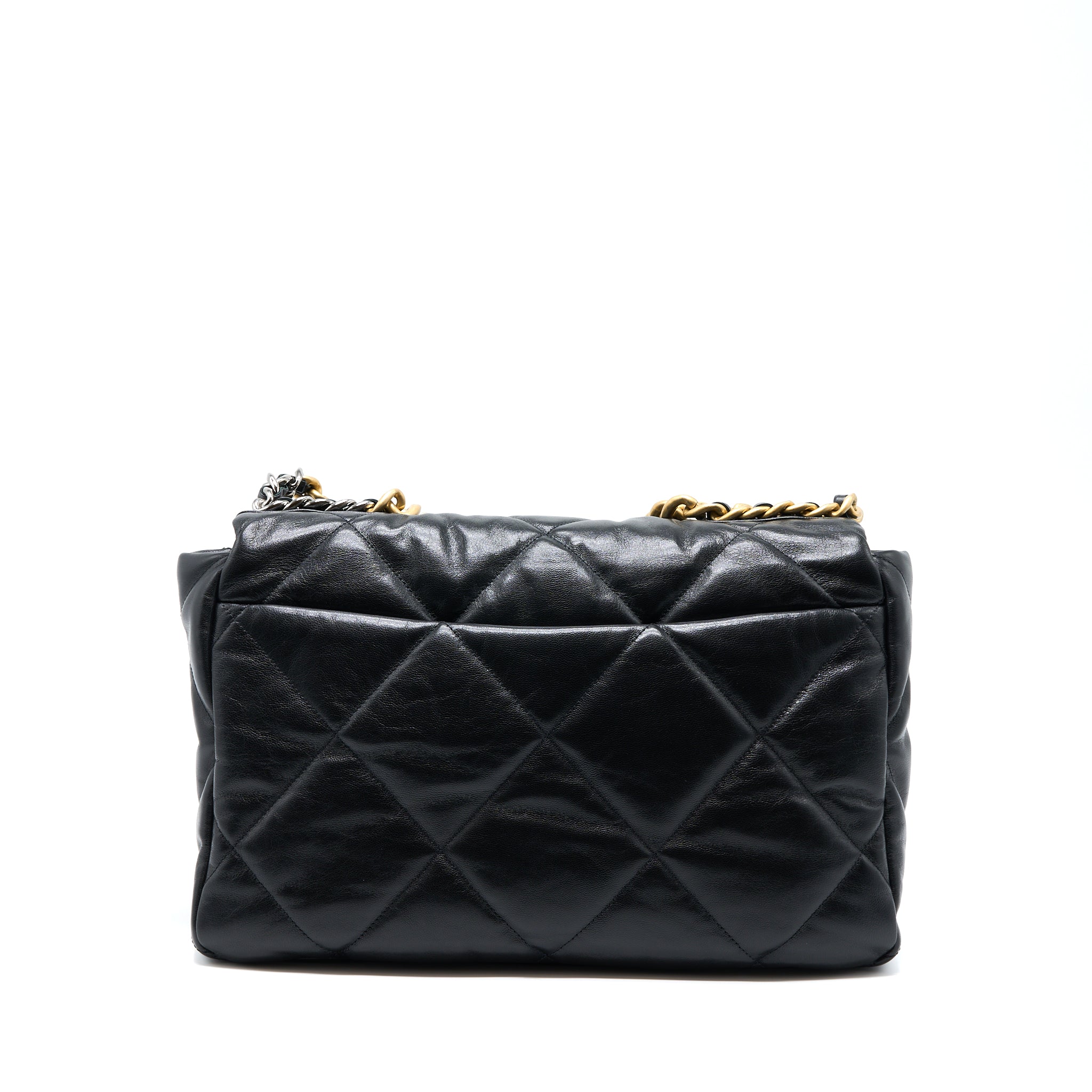 CHANEL MAXI 19 BAG GOATSKIN BLACK MULTICOLOUR HARDWARE