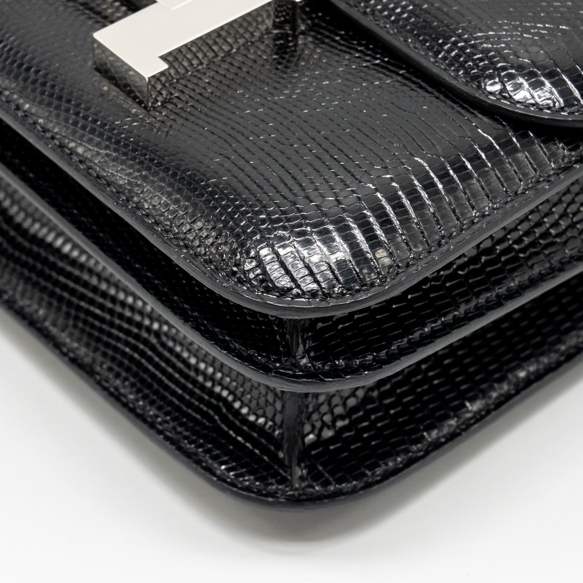 HERMES MINI CONSTANCE LIZARD VARANUS SALVATOR BLACK SHW