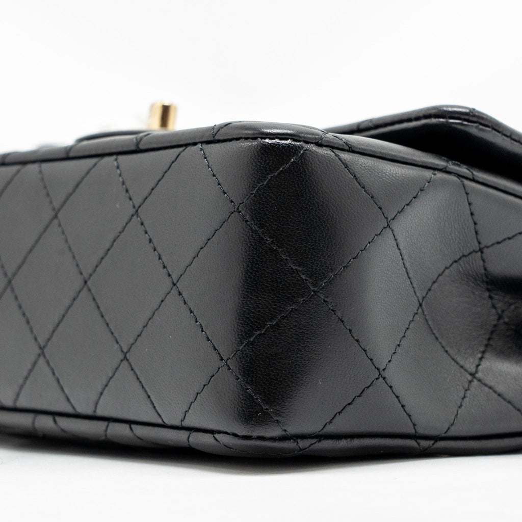 CHANEL MINI RECTANGULAR FLAP BAG LAMBSKIN BLACK LGHW (MICROCHIP)