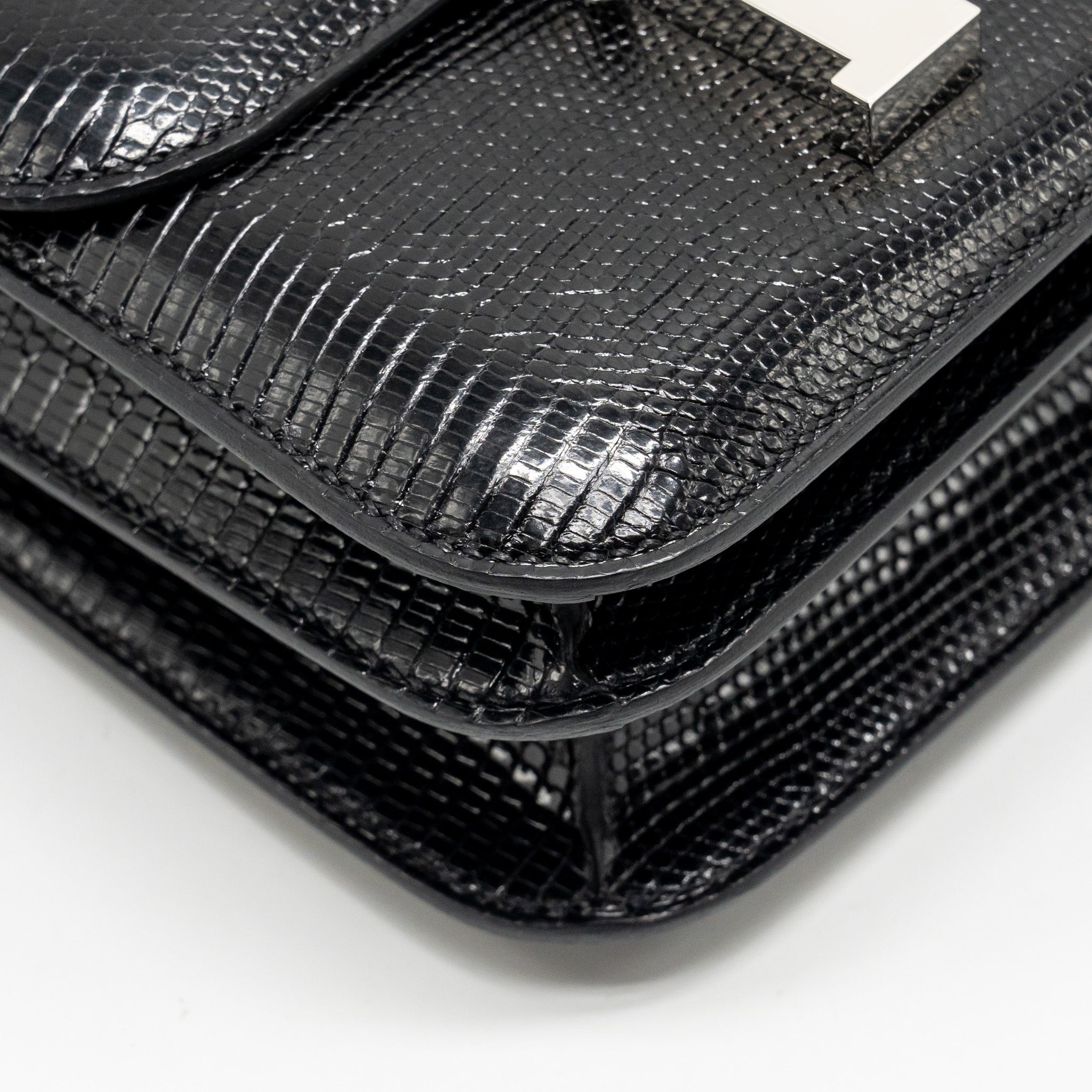 HERMES MINI CONSTANCE LIZARD VARANUS SALVATOR BLACK SHW
