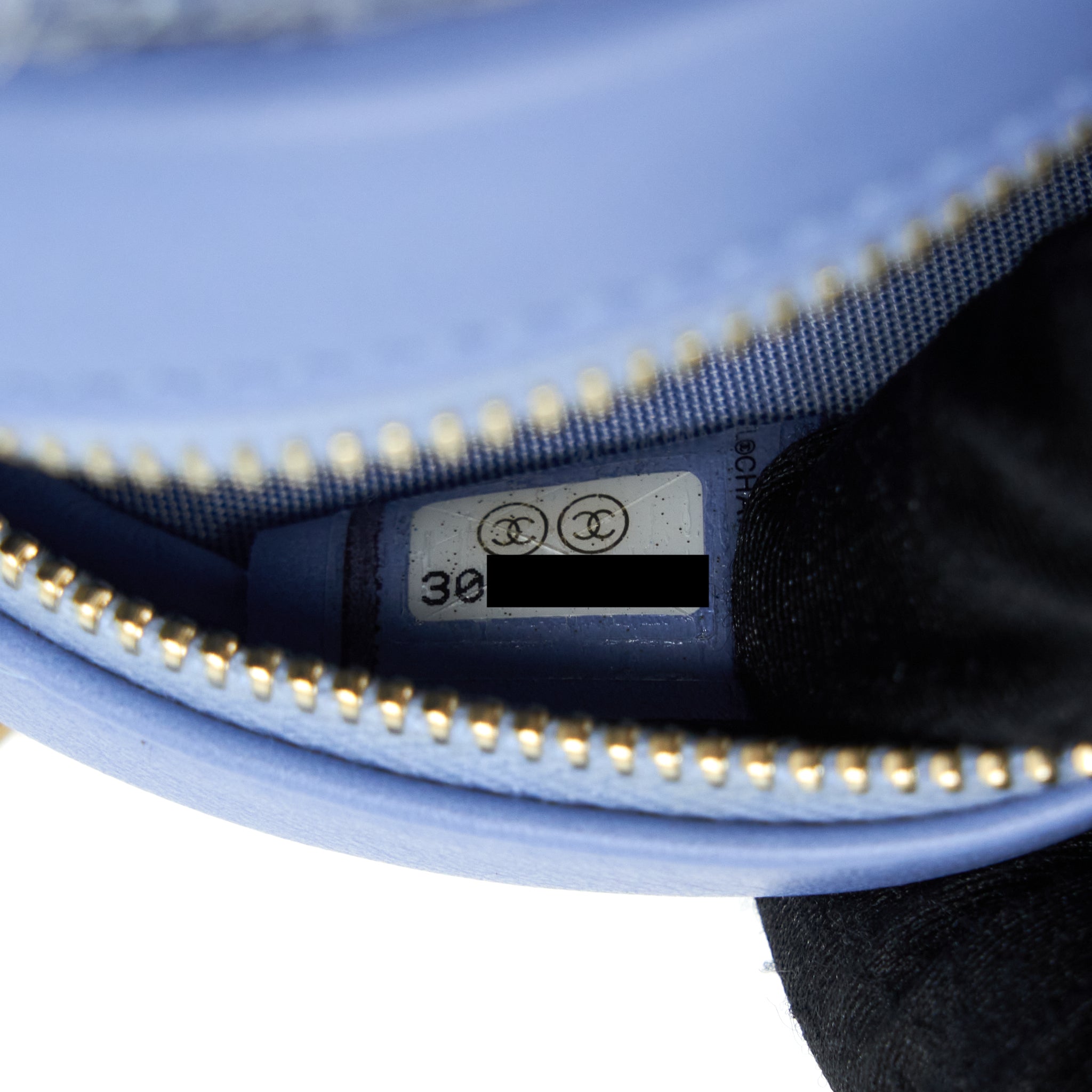 CHANEL 19 ROUND CLUTCH WITH CHAINS SEQUINS LIGHT BLUE MULTICOLOUR HARDWARE