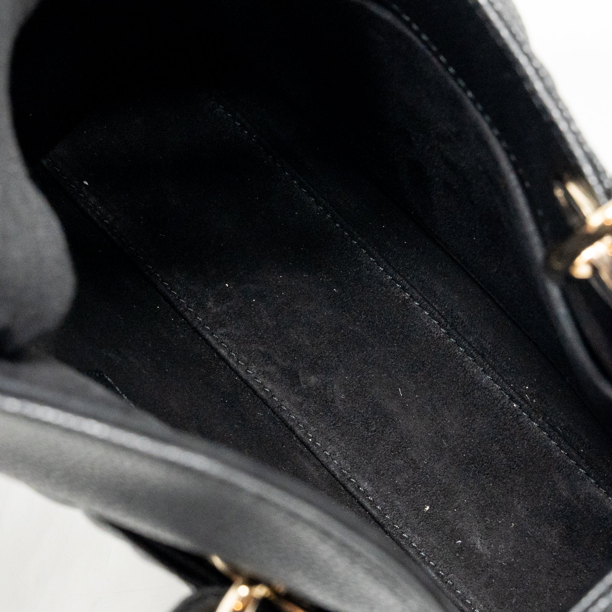 DIOR SMALL LADY DIOR BAG GRAINED CANNAGE CALFSKIN BLACK LGHW