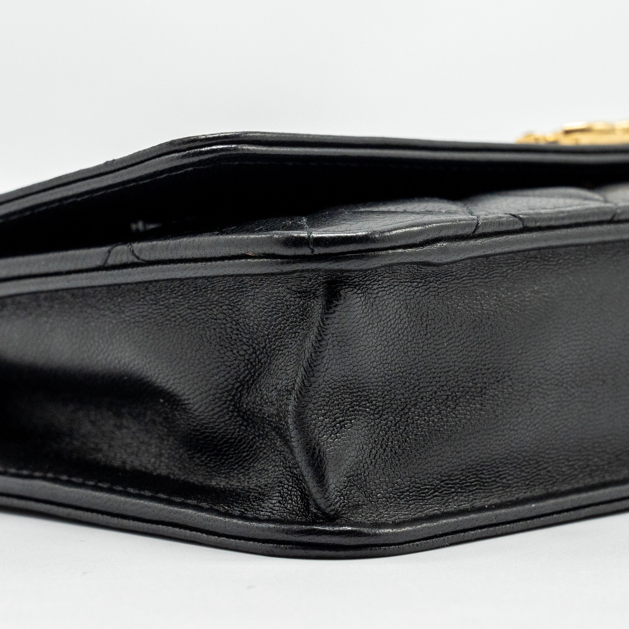 CHANEL BOY WALLET ON CHAIN LAMBSKIN BLACK GHW