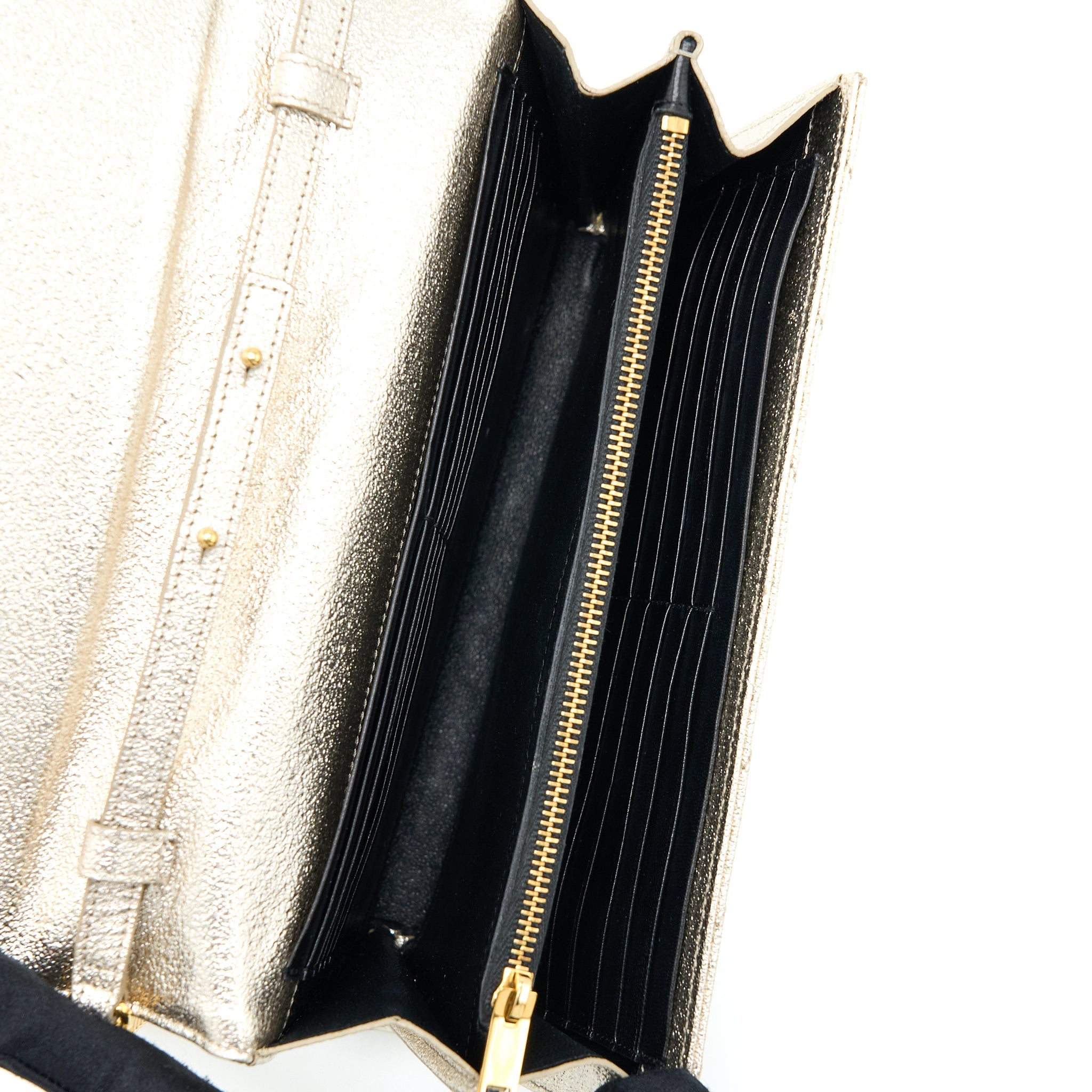 SAINT LAURENT/YSL ENVELOP CHAIN WALLET CALFSKIN GOLD GHW