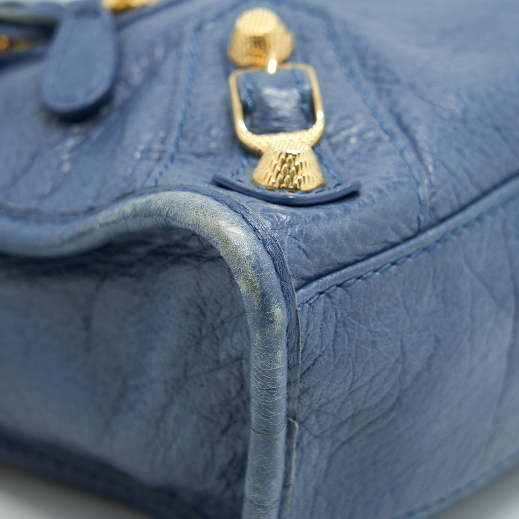 BALENCIAGA MINI CITY CROSSBODY BAG BLUE GHW