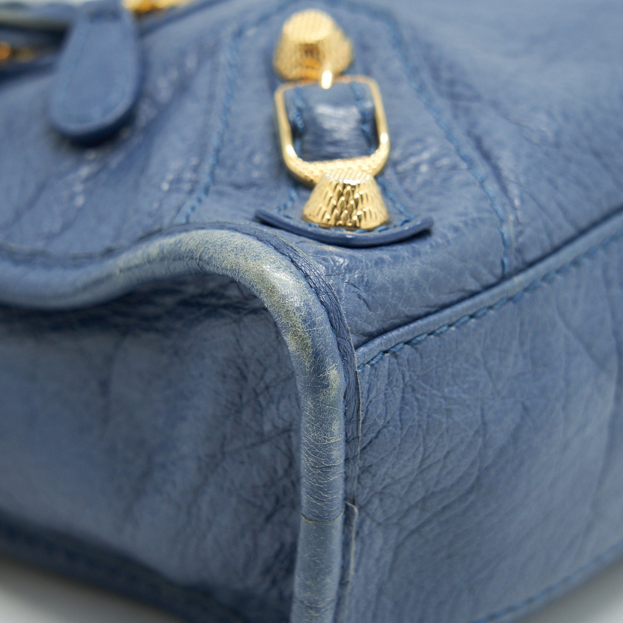BALENCIAGA MINI CITY CROSSBODY BAG BLUE GHW