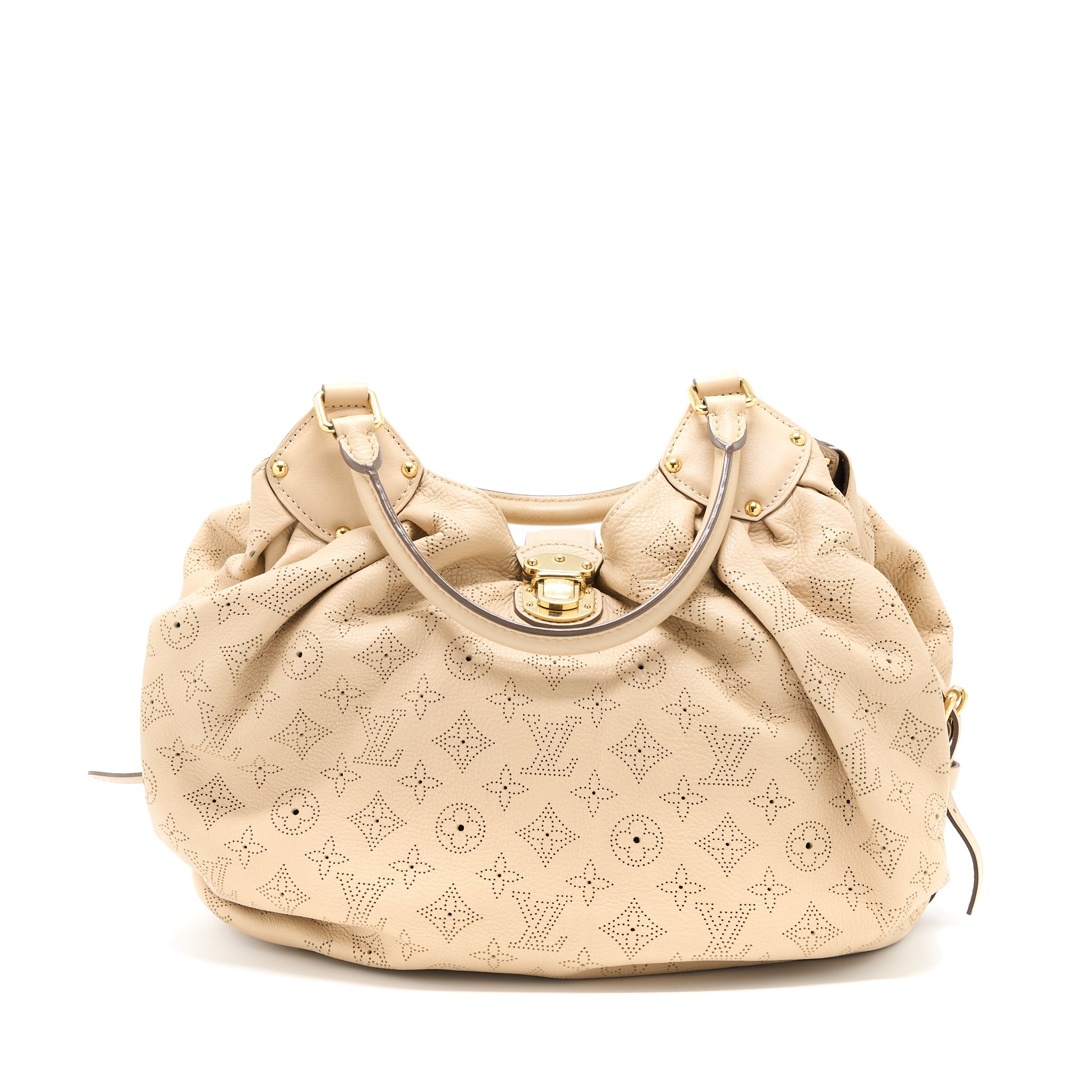 LOUIS VUITTON MAHINA HINA SHOULDER BAG BEIGE GHW