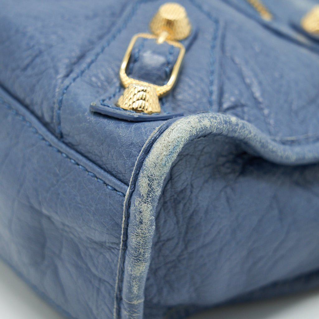 BALENCIAGA MINI CITY CROSSBODY BAG BLUE GHW
