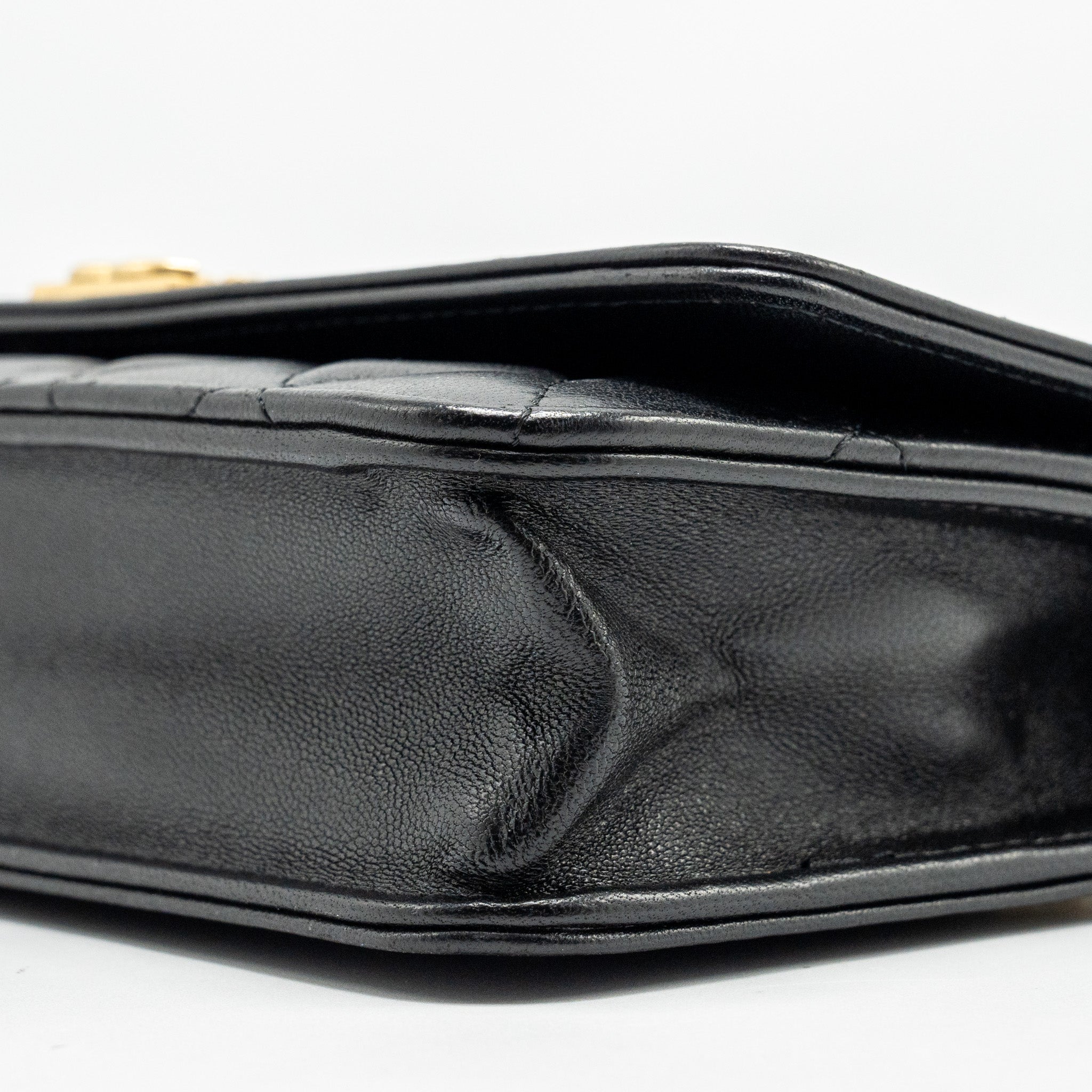 CHANEL BOY WALLET ON CHAIN LAMBSKIN BLACK GHW