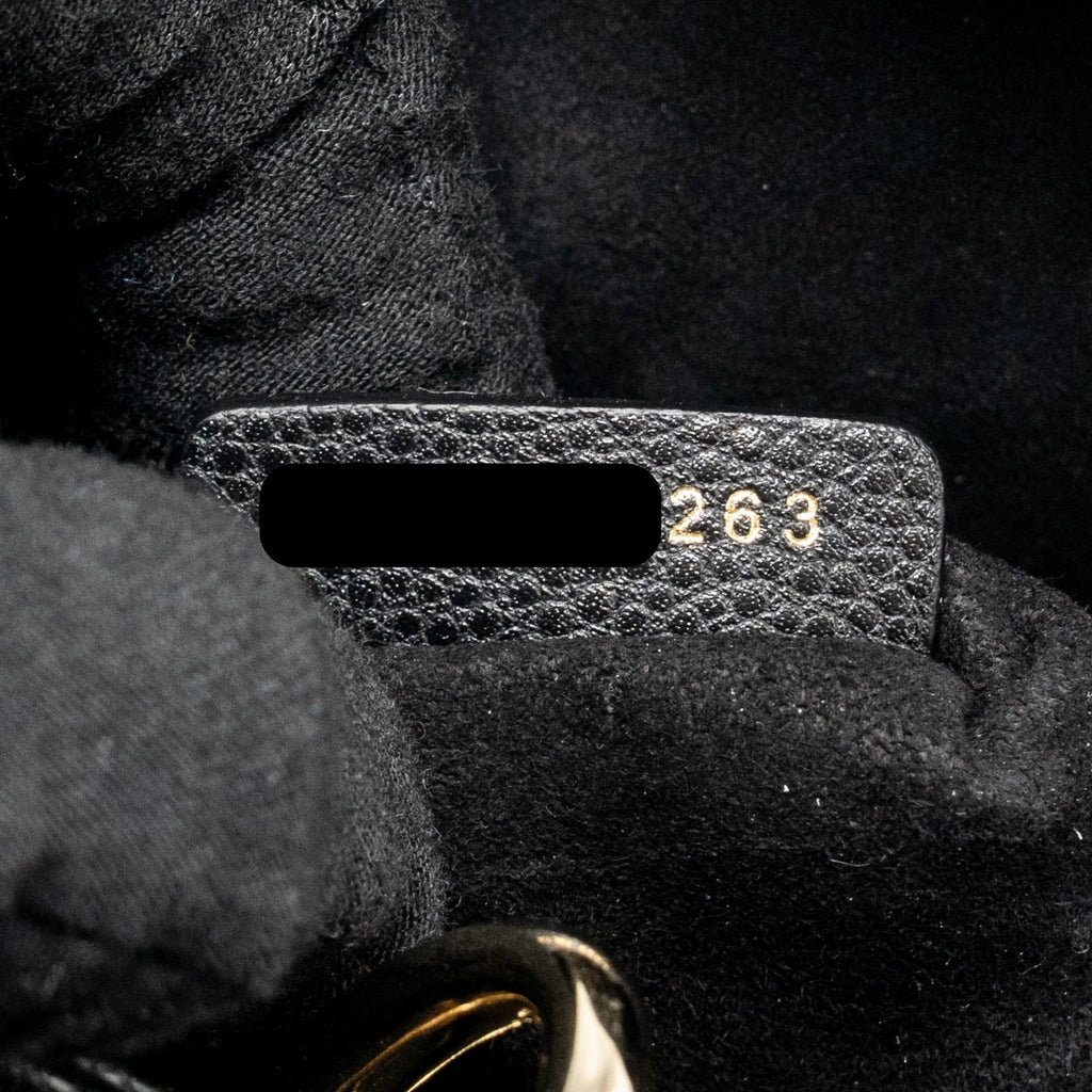 DIOR SMALL LADY DIOR BAG GRAINED CANNAGE CALFSKIN BLACK LGHW