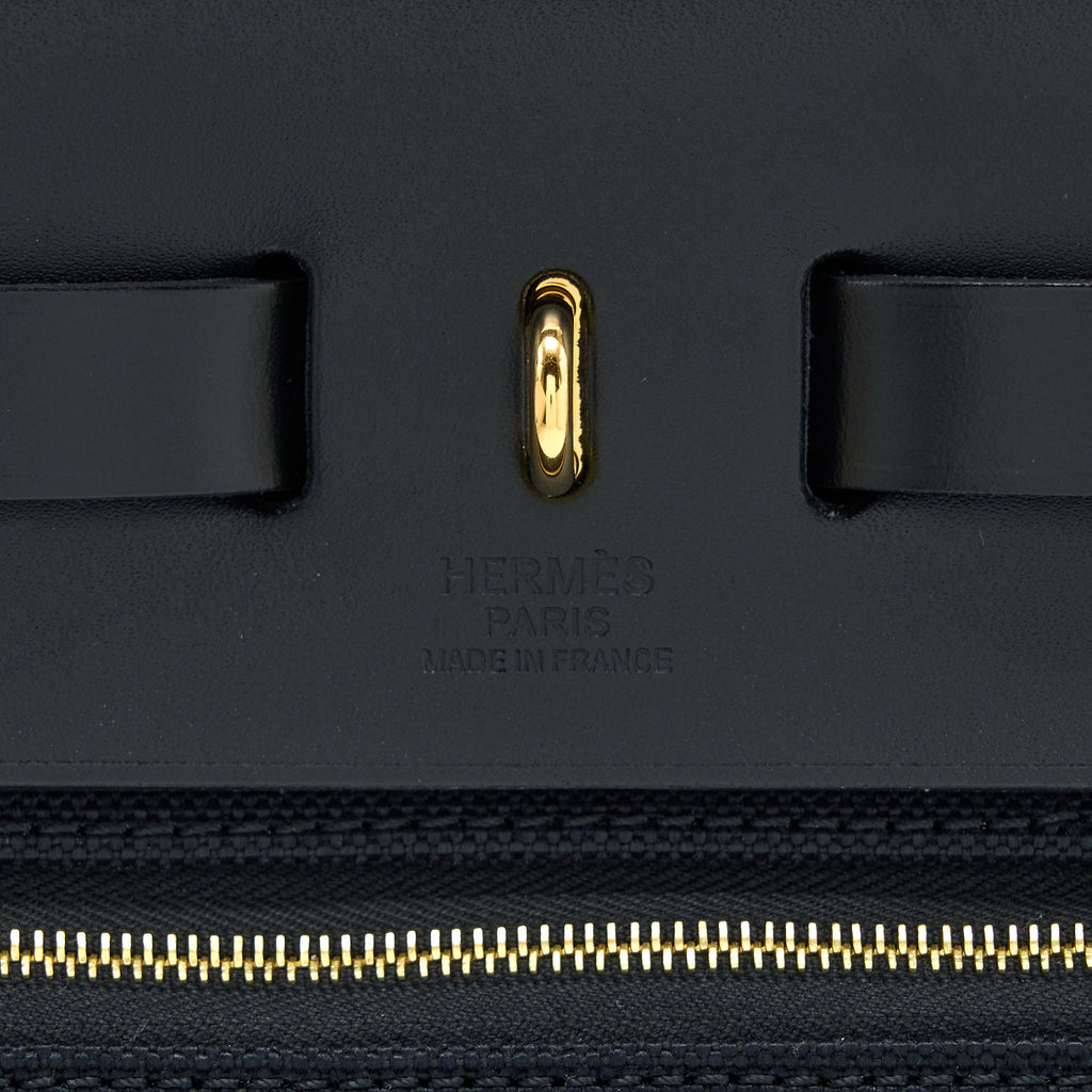HERMES HERBAG ZIP 31 BAG CANVAS/HUNTER BLACK GHW