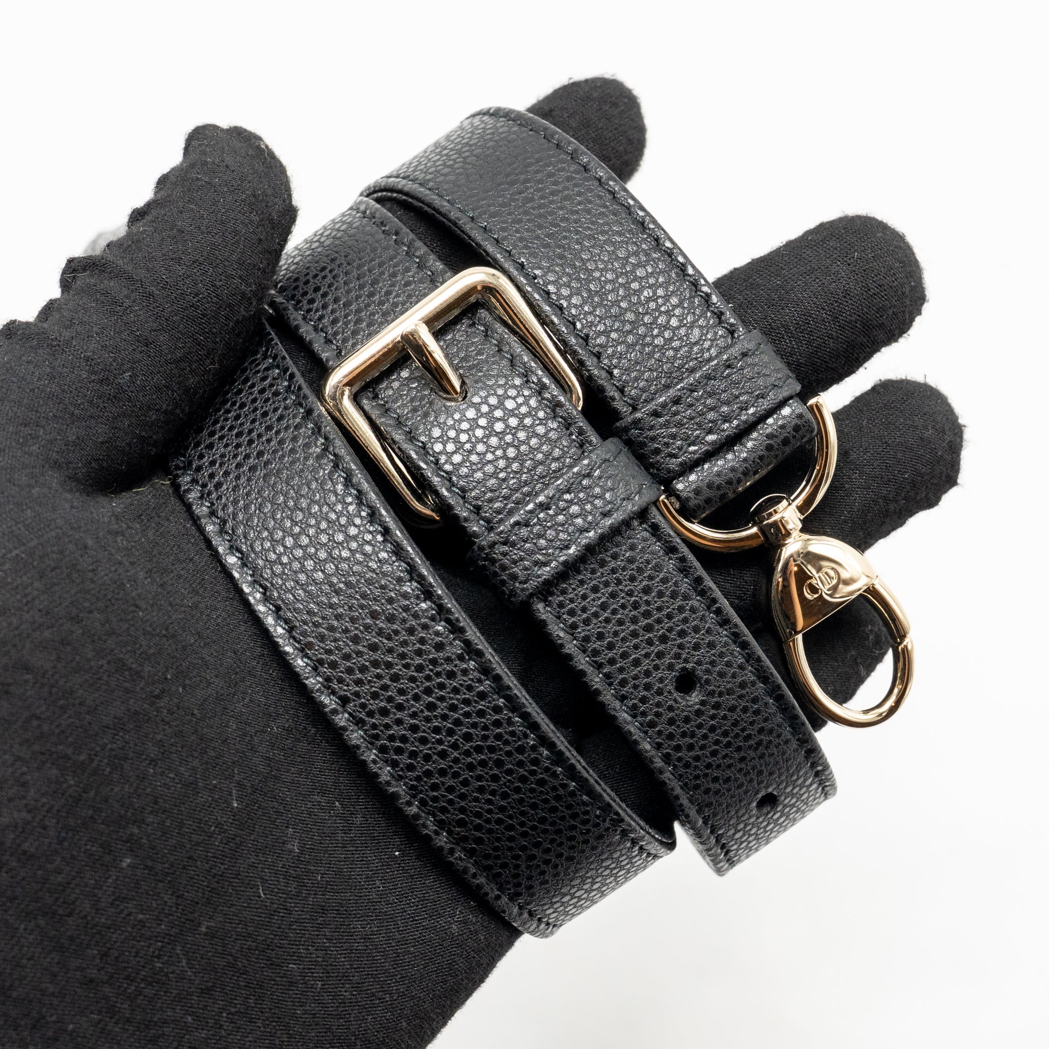DIOR SMALL LADY DIOR BAG GRAINED CANNAGE CALFSKIN BLACK LGHW