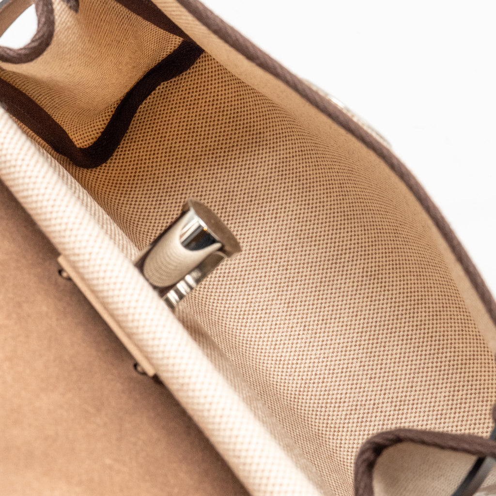 HERMES HERBAG MINI CANVAS/HUNTER LEATHER ECRU-BEIGE/EBENE SHW