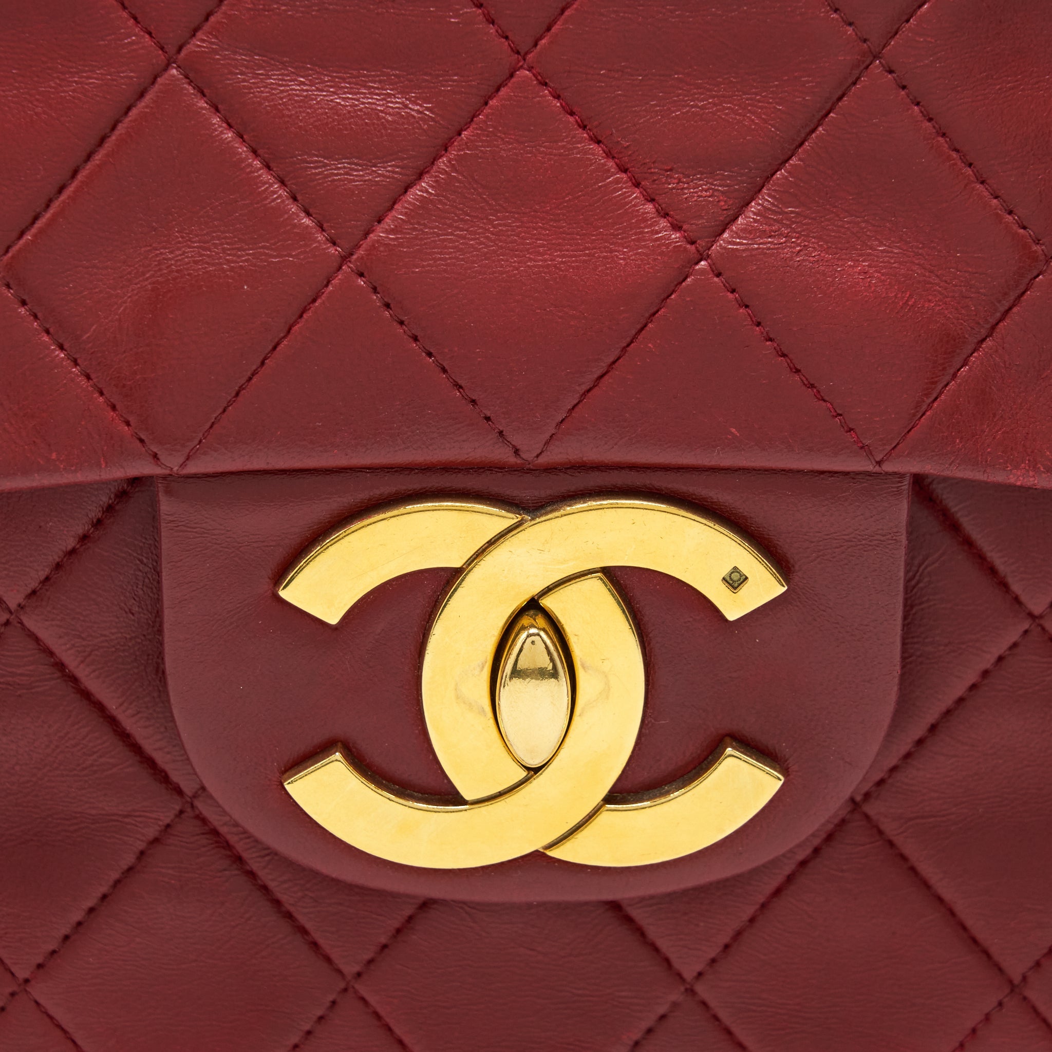 CHANEL VINTAGE MAXI FLAP BAG LAMBSKIN RED GHW