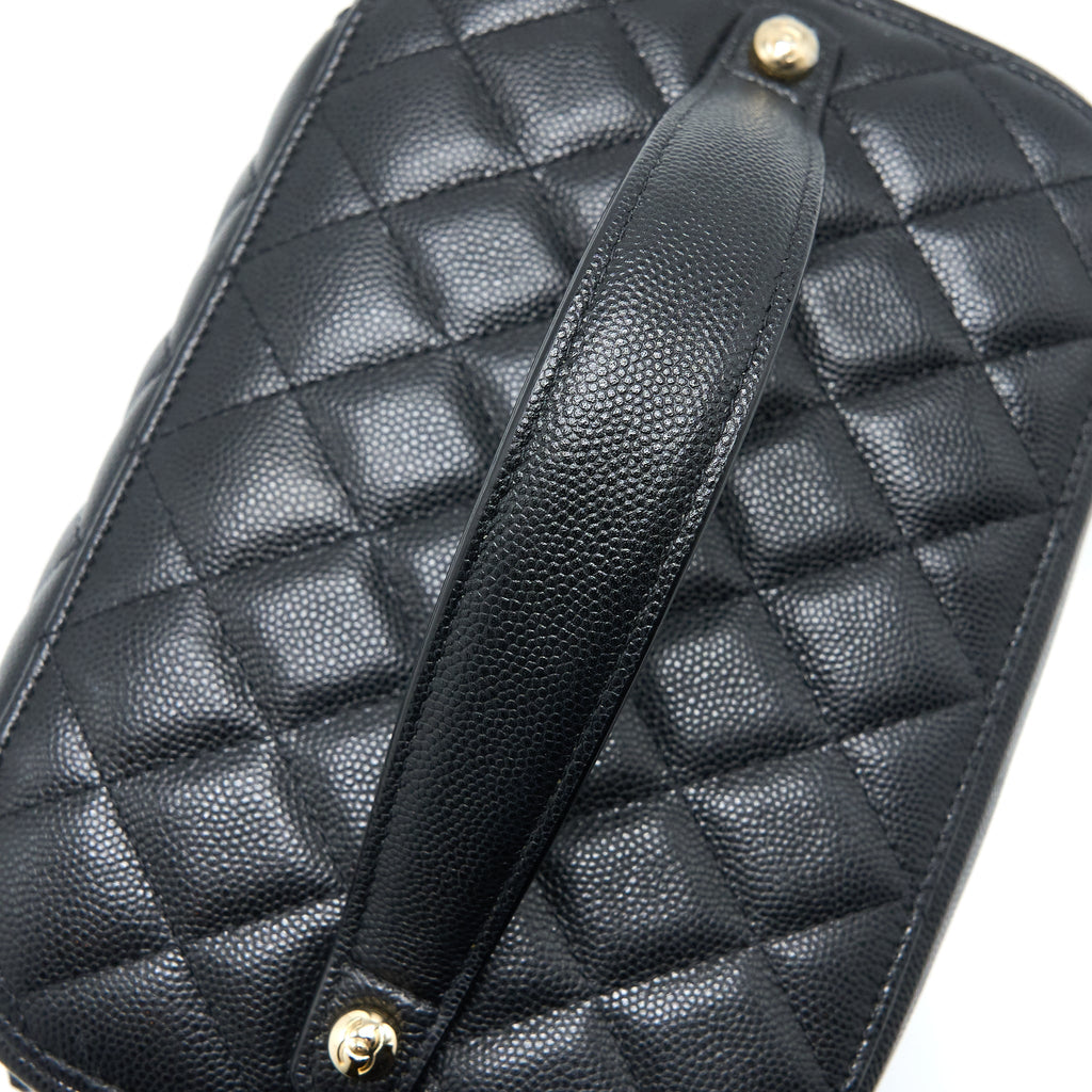 CHANEL TOP HANDLE VANITY CASE CAVIAR BLACK LGHW