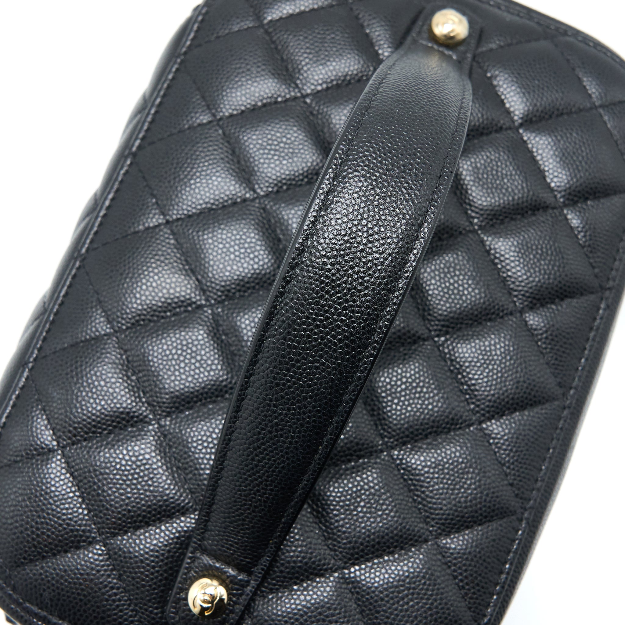 CHANEL TOP HANDLE VANITY CASE CAVIAR BLACK LGHW