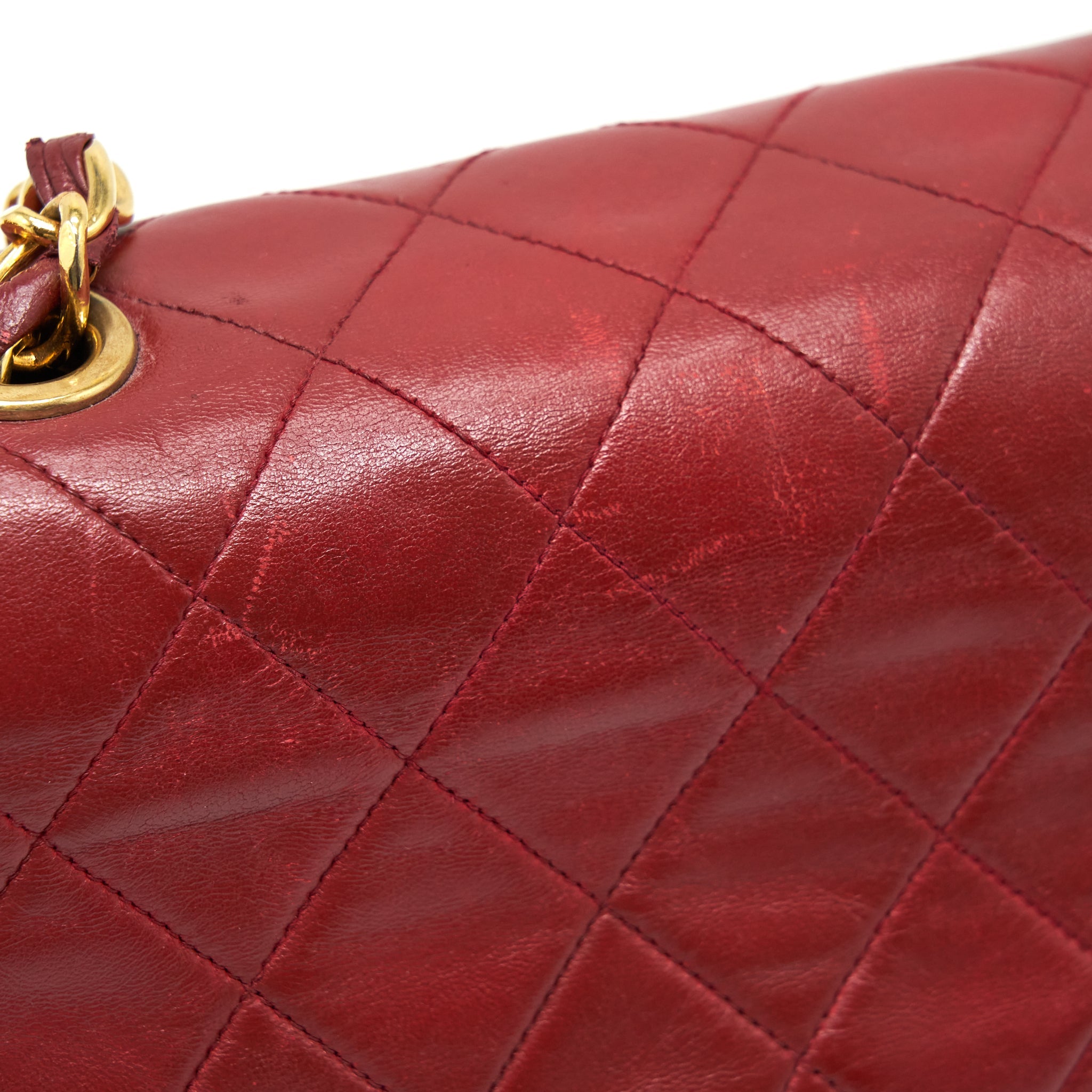 CHANEL VINTAGE MAXI FLAP BAG LAMBSKIN RED GHW