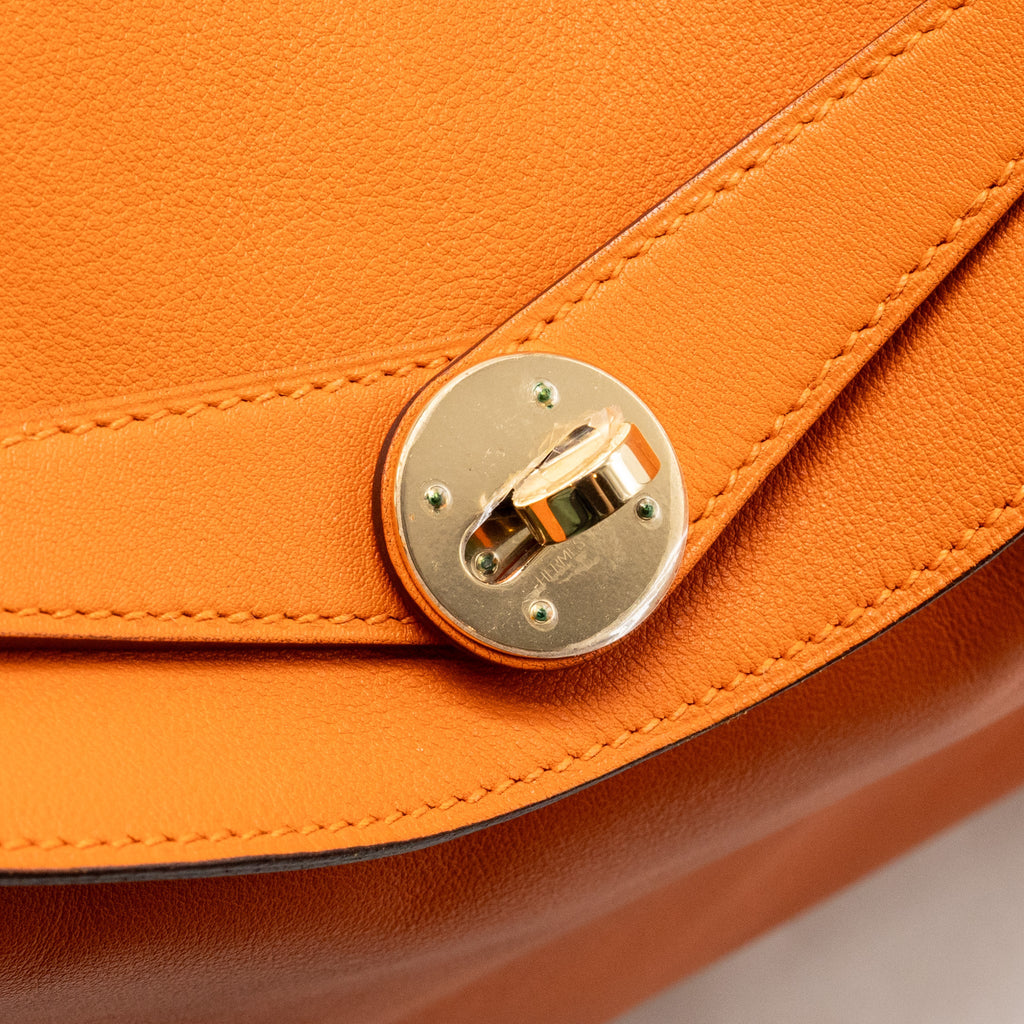 HERMES LINDY 30 SWIFT LEATHER ORANGE / RED LGHW