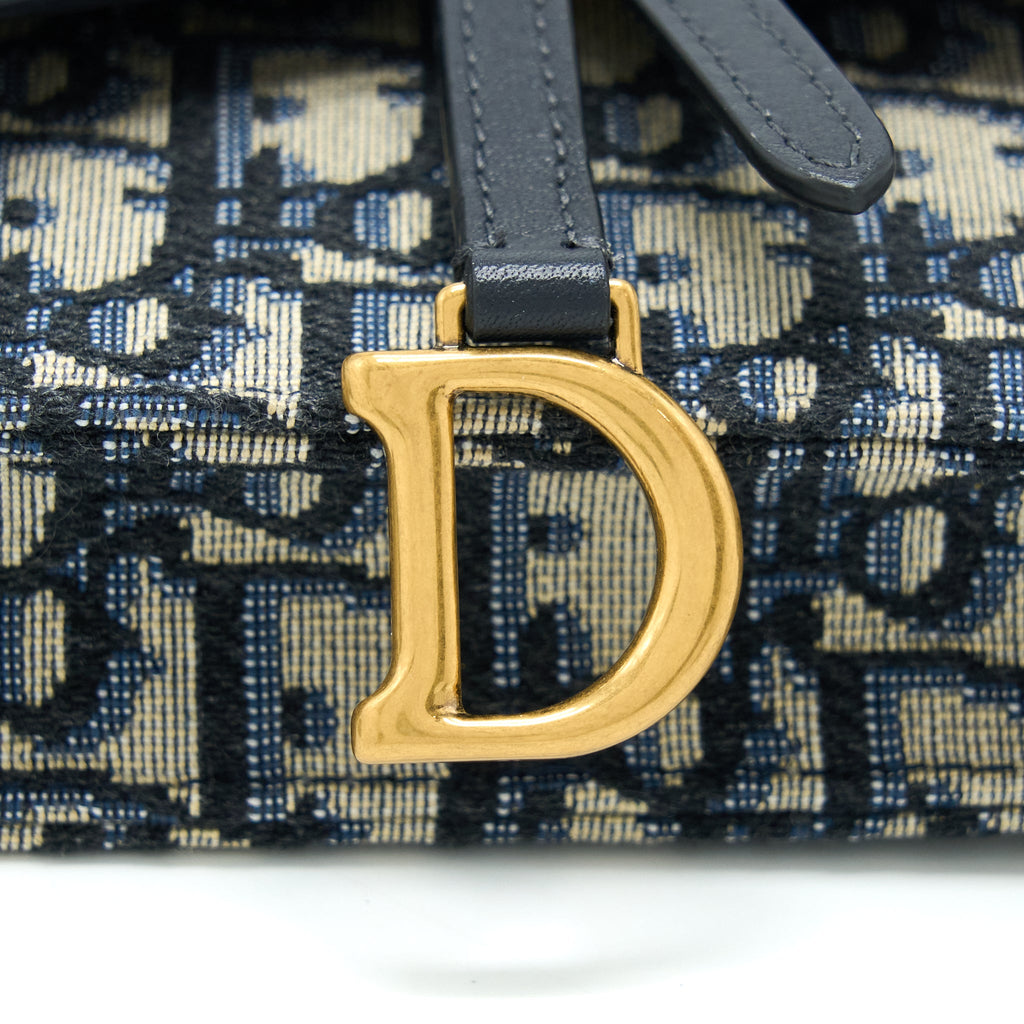 DIOR SADDLE BELT POUCH OBLIQUE BLUE GHW
