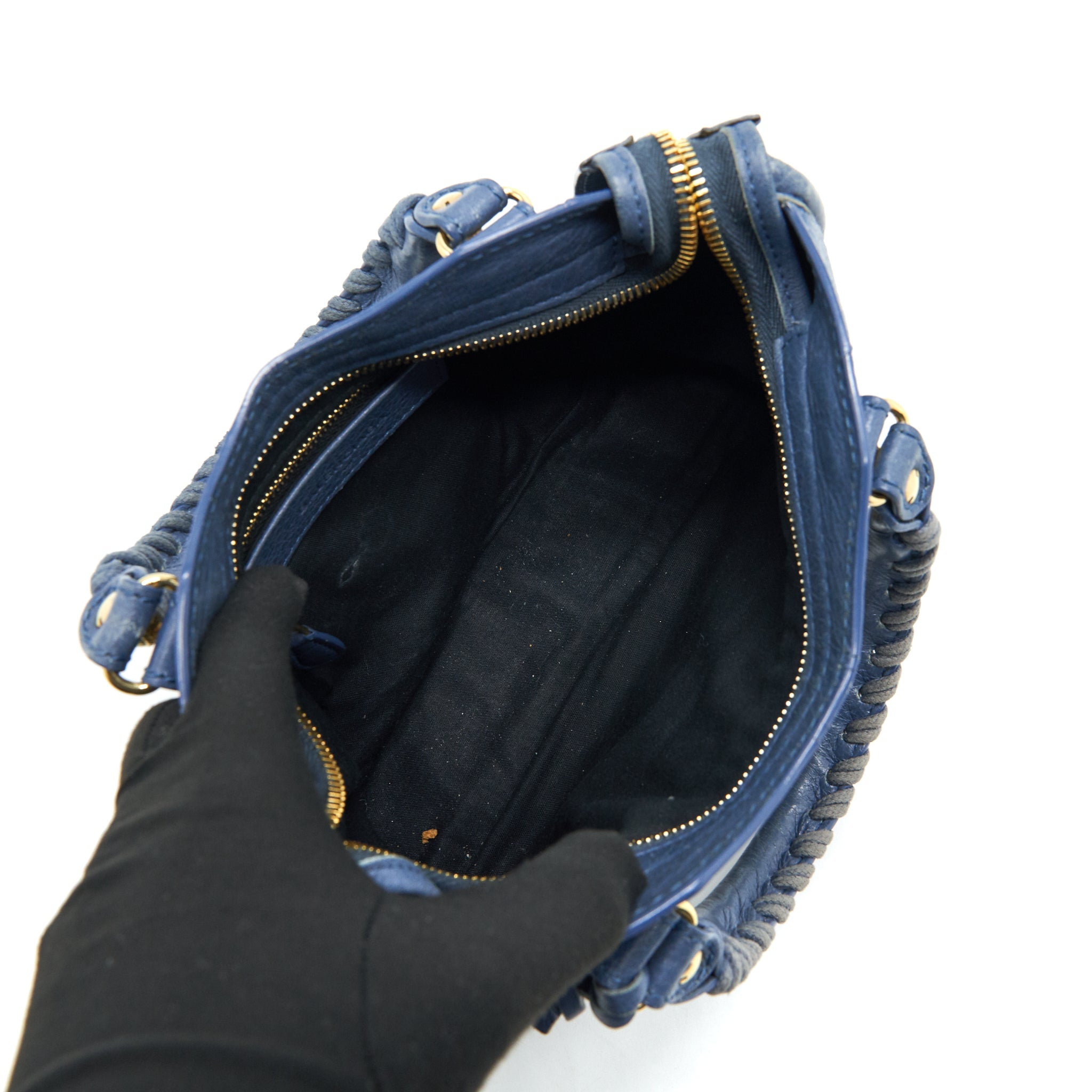 BALENCIAGA MINI CITY CROSSBODY BAG BLUE GHW