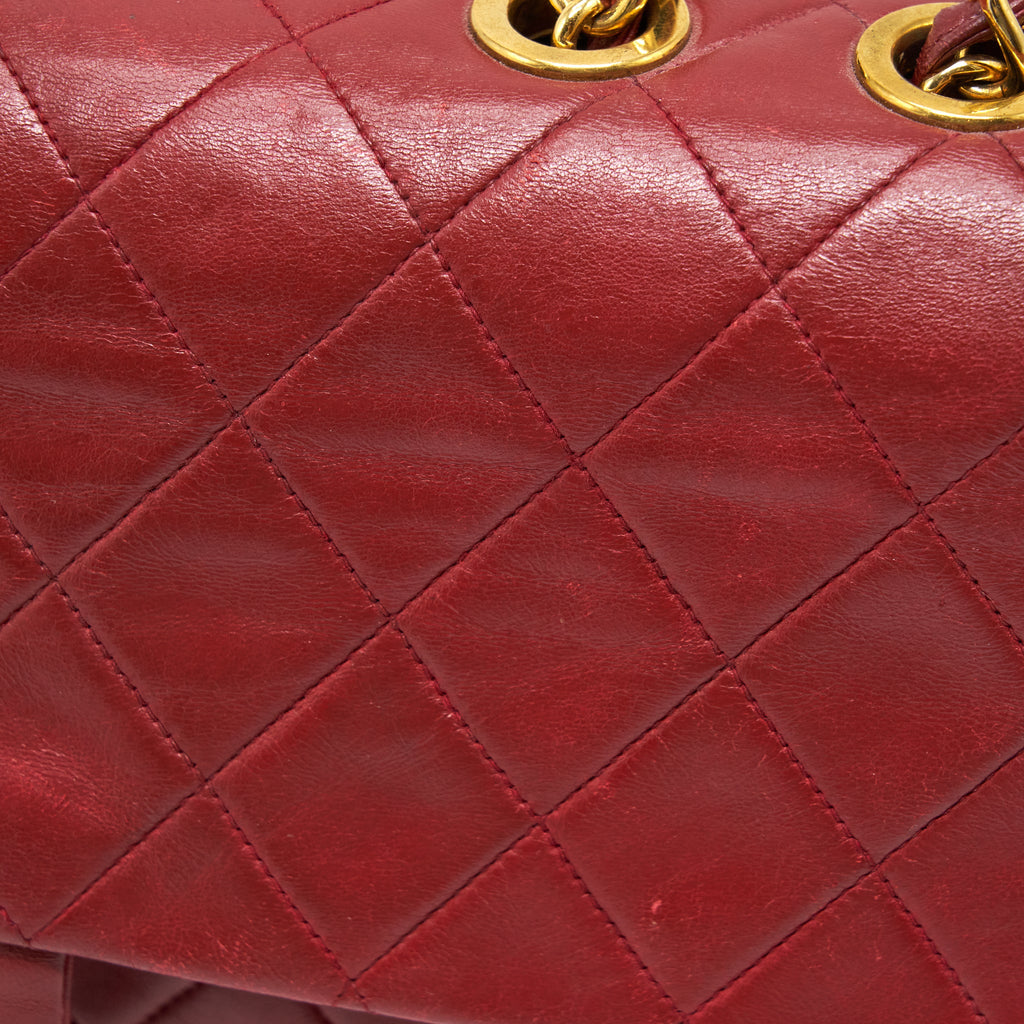 CHANEL VINTAGE MAXI FLAP BAG LAMBSKIN RED GHW