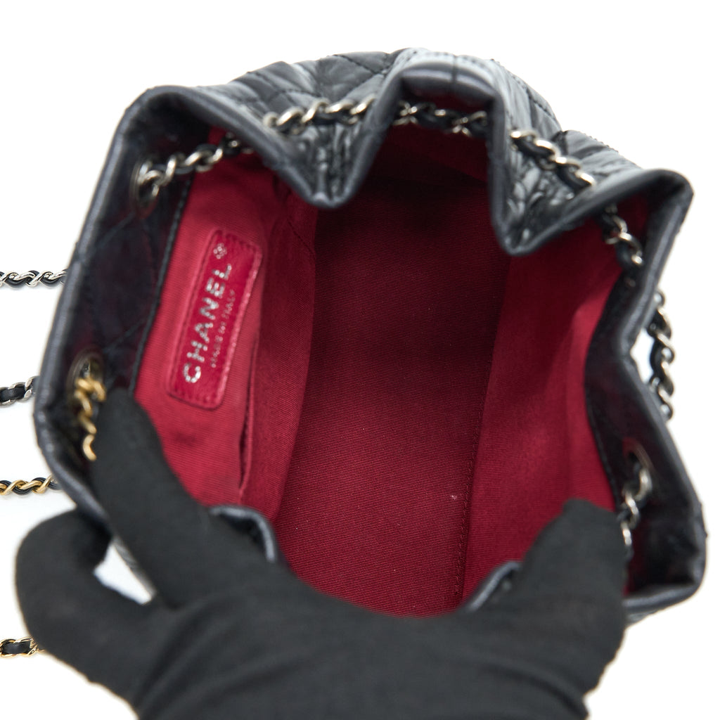 CHANEL SMALL GABRIELLE BACKPACK AGED CALFSKIN BLACK MULTICOLOUR HARDWARE