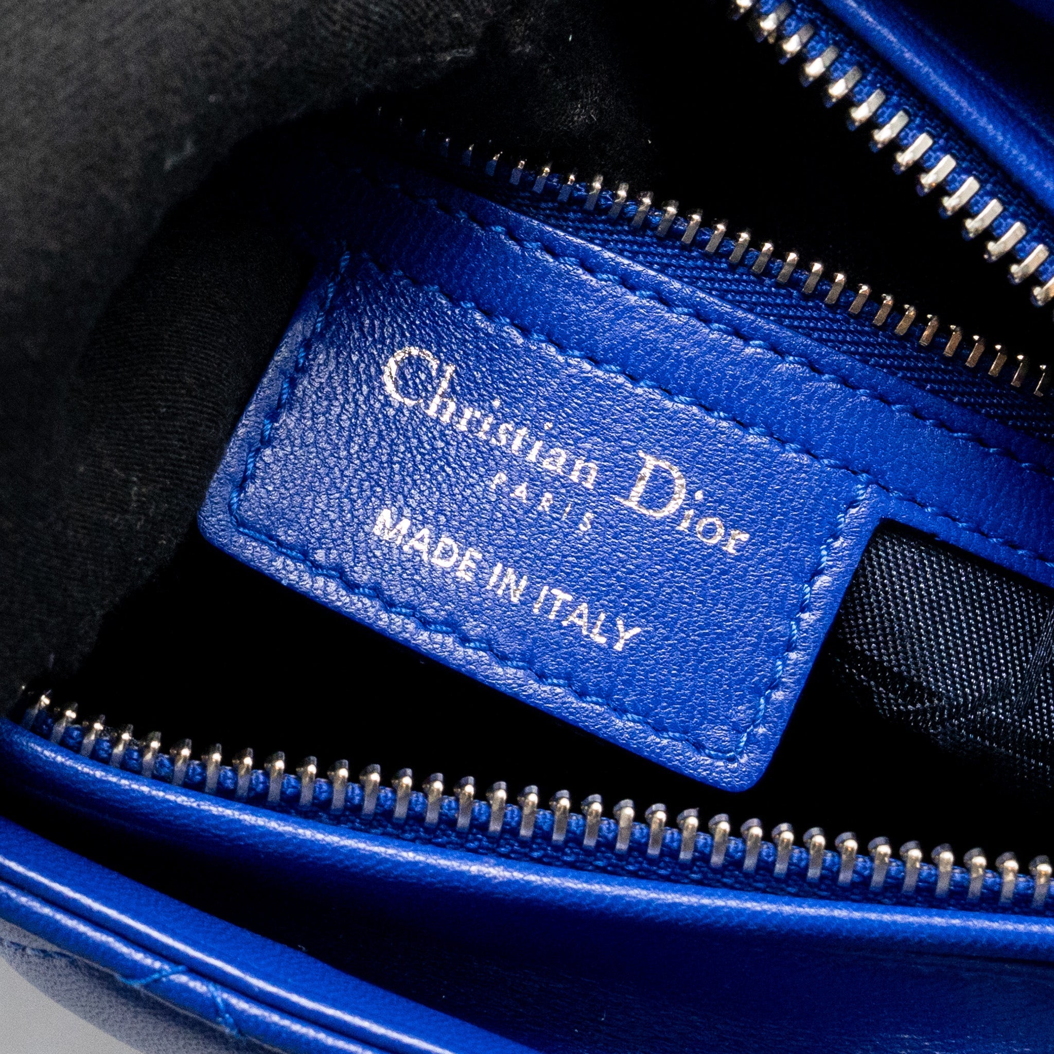 DIOR MEDIUM LADY DIOR LAMBSKIN BLUE SHW