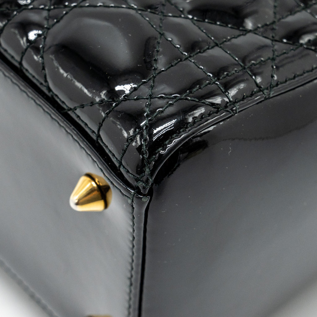 DIOR MEDIUM LADY DIOR PATENT BLACK GHW